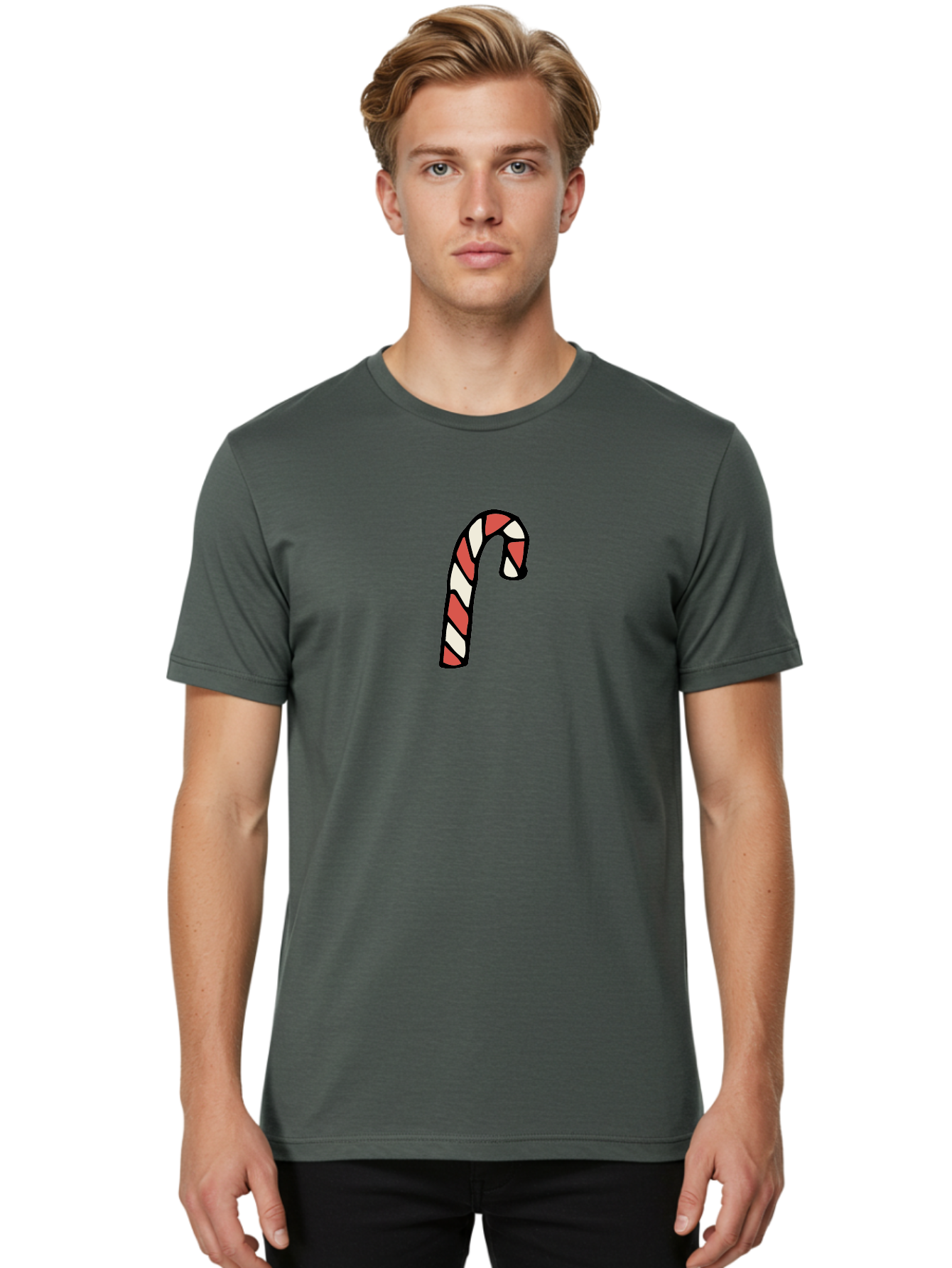 Candy-Cane-1 Men'S Graphic Tee, 100% Cotton, Comfortable Casual Summer Wear, Machine Washable, Candy Cane, Red And White Stripes, Festive Holiday Treat, Christmas Symbol, Sweet Candy, Winter Wonderland, Holiday Cheer, Peppermint Flavor -  Aaa779