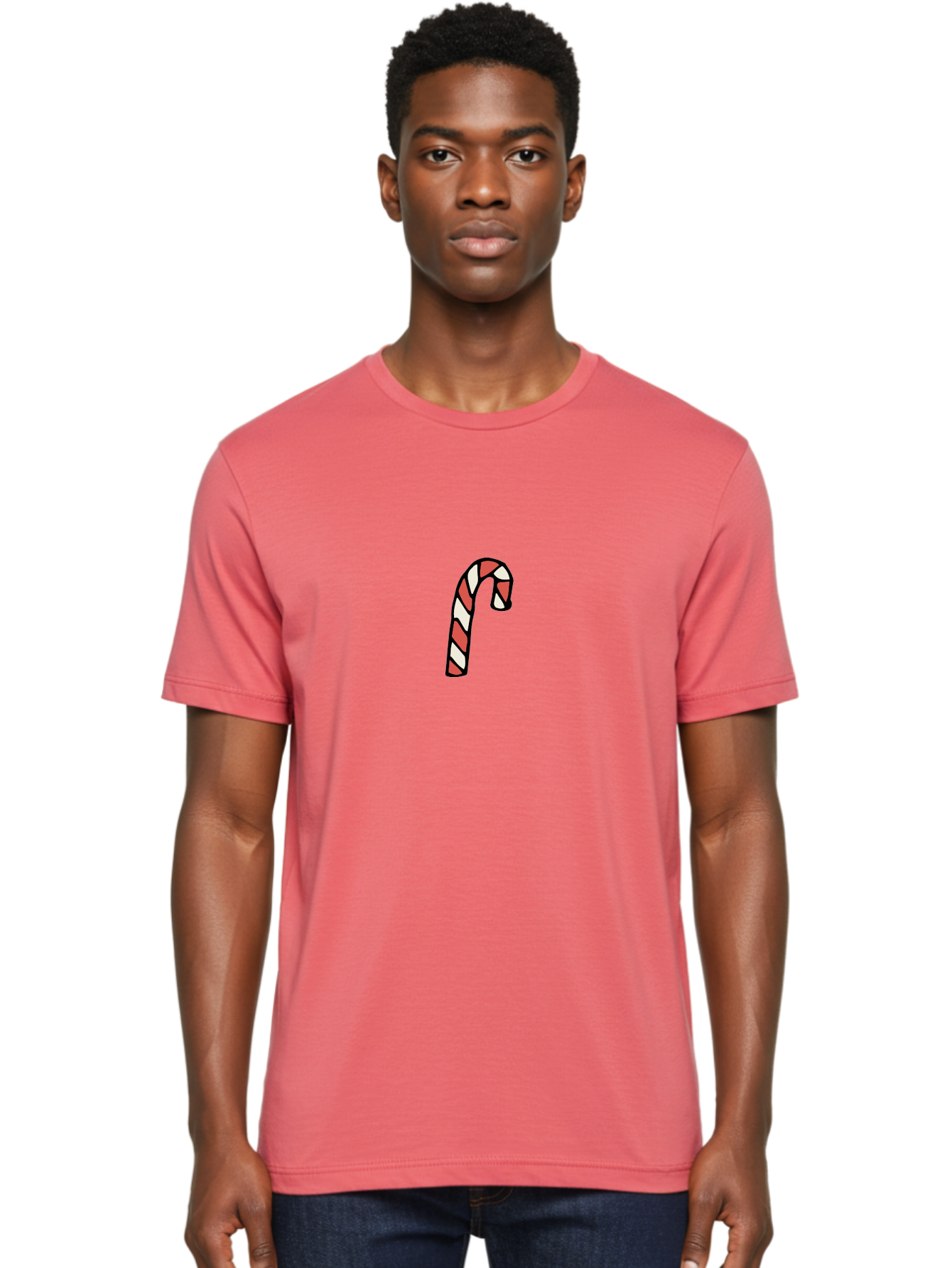 Candy-Cane-1 Men'S Graphic Tee, 100% Cotton, Comfortable Casual Summer Wear, Machine Washable, Candy Cane, Red And White Stripes, Festive Holiday Treat, Christmas Symbol, Sweet Candy, Winter Wonderland, Holiday Cheer, Peppermint Flavor -  Aaa779