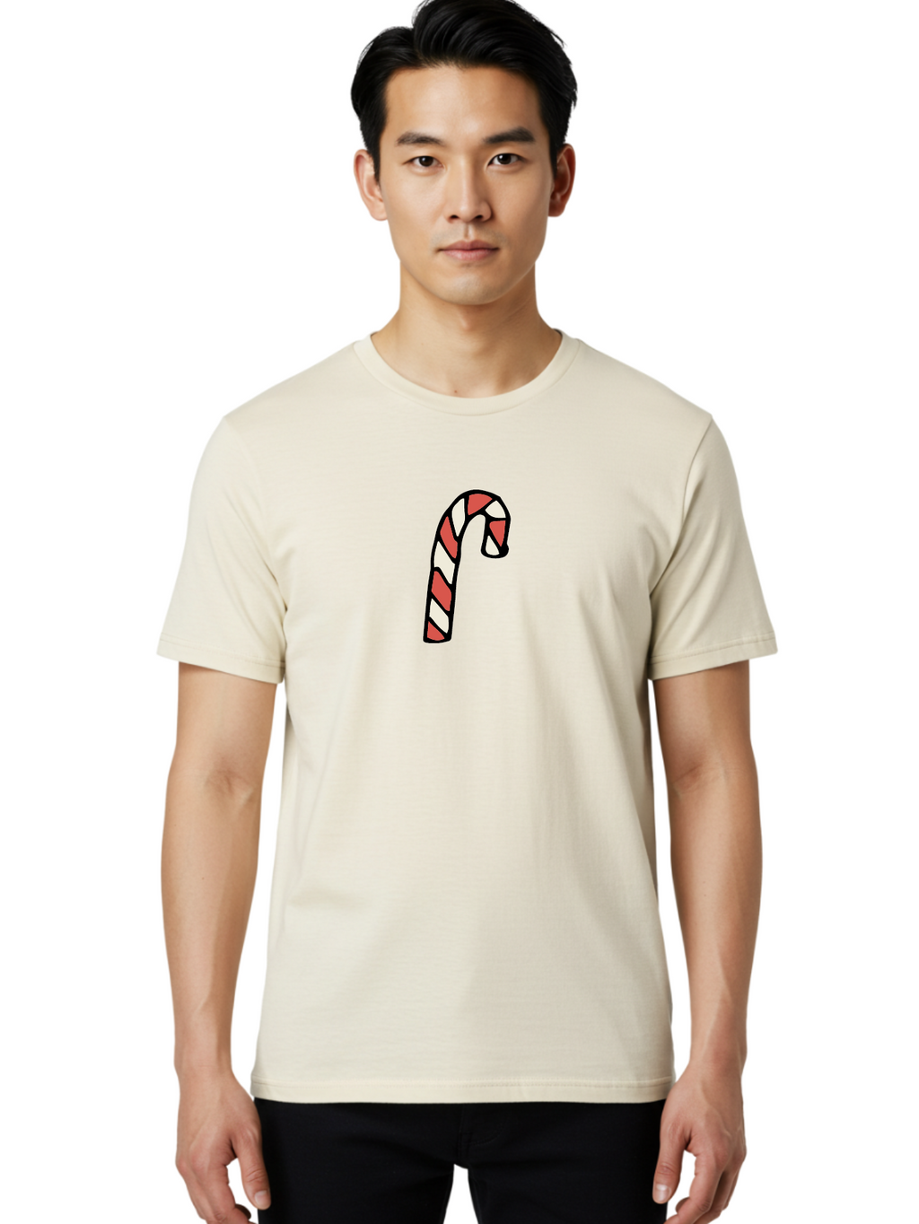 Candy-Cane-1 Men'S Graphic Tee, 100% Cotton, Comfortable Casual Summer Wear, Machine Washable, Candy Cane, Red And White Stripes, Festive Holiday Treat, Christmas Symbol, Sweet Candy, Winter Wonderland, Holiday Cheer, Peppermint Flavor -  Aaa779