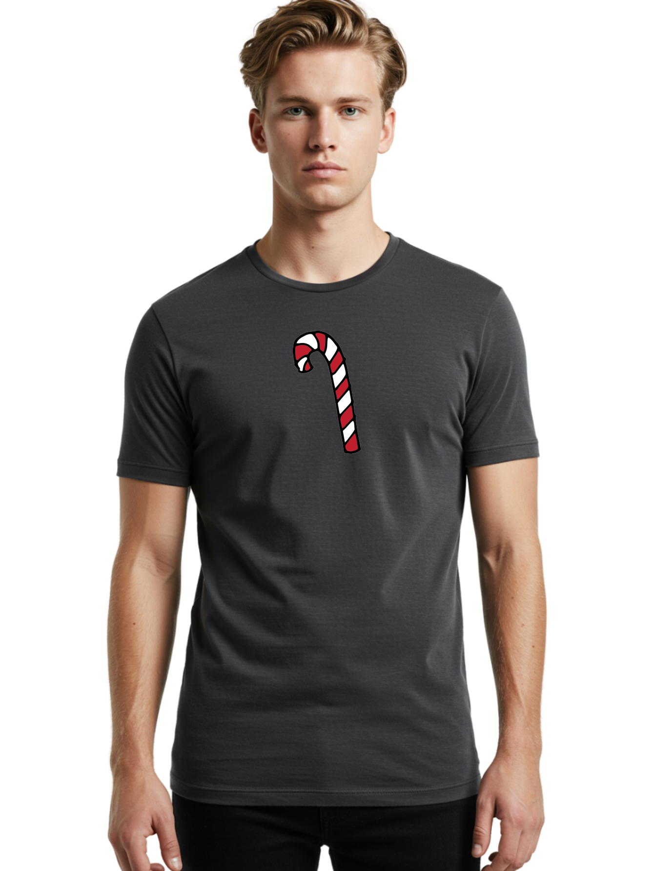 Candy-Cane-2 Men'S Graphic Tee, 100% Cotton, Comfortable Casual Summer Wear, Machine Washable, Striped Candy Cane, Holiday Treat, Festive Decoration, Christmas Symbol, Red And White Stripes, Sweet Delight, Seasonal Charm -  Aaa780