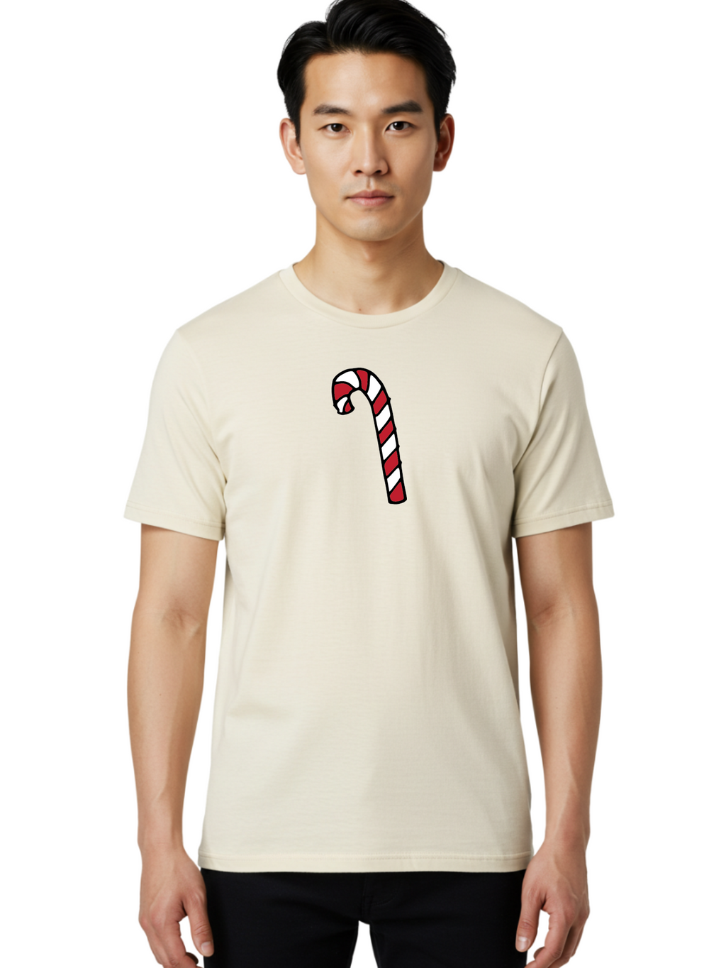 Candy-Cane-2 Men'S Graphic Tee, 100% Cotton, Comfortable Casual Summer Wear, Machine Washable, Striped Candy Cane, Holiday Treat, Festive Decoration, Christmas Symbol, Red And White Stripes, Sweet Delight, Seasonal Charm -  Aaa780