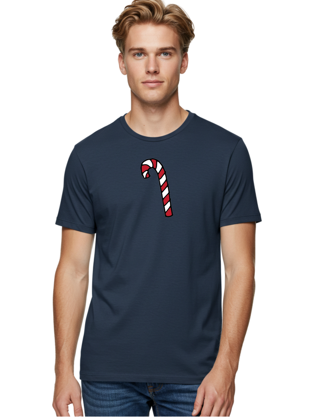 Candy-Cane-2 Men'S Graphic Tee, 100% Cotton, Comfortable Casual Summer Wear, Machine Washable, Striped Candy Cane, Holiday Treat, Festive Decoration, Christmas Symbol, Red And White Stripes, Sweet Delight, Seasonal Charm -  Aaa780