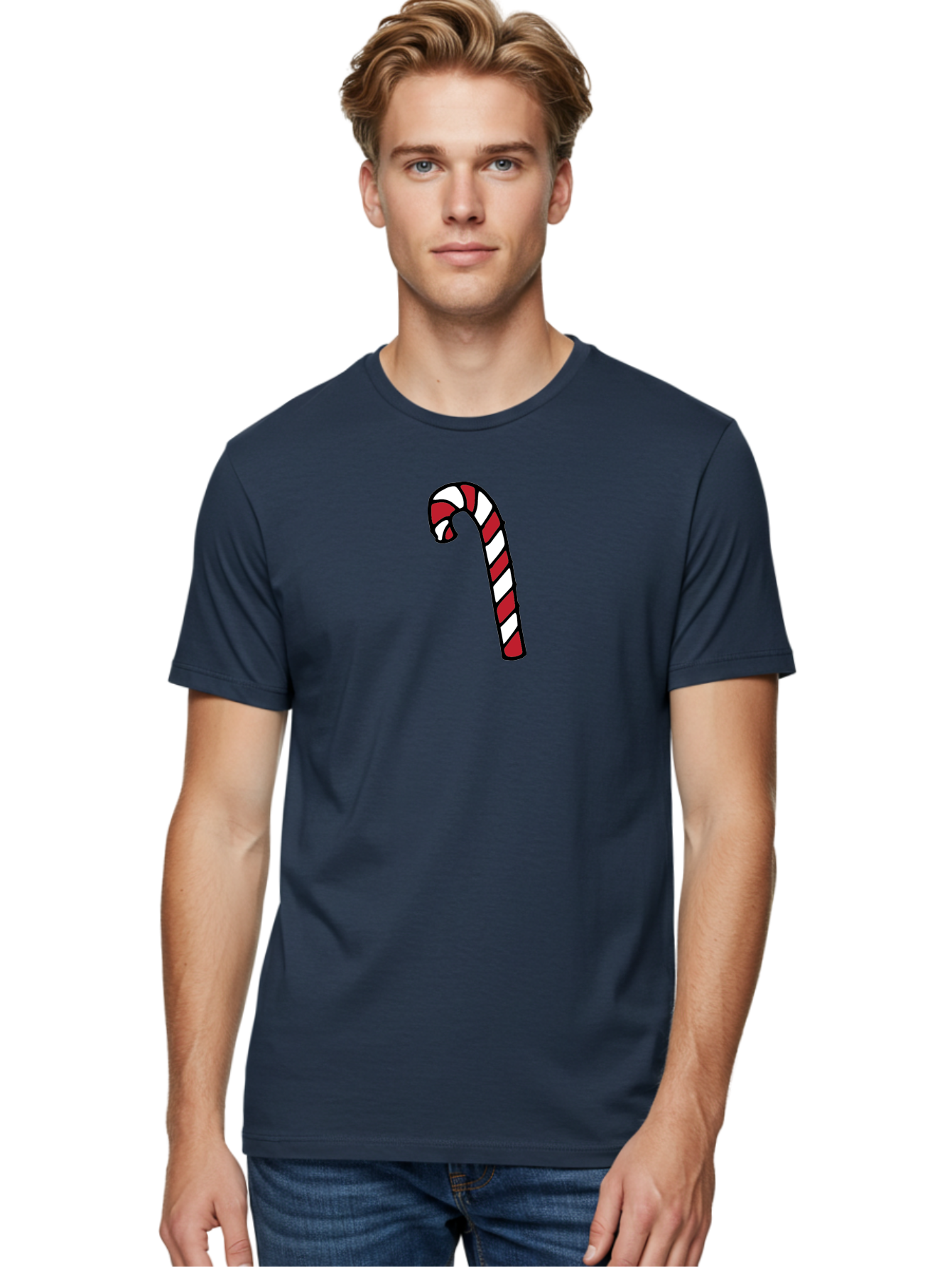 Candy-Cane-2 Men'S Graphic Tee, 100% Cotton, Comfortable Casual Summer Wear, Machine Washable, Striped Candy Cane, Holiday Treat, Festive Decoration, Christmas Symbol, Red And White Stripes, Sweet Delight, Seasonal Charm -  Aaa780