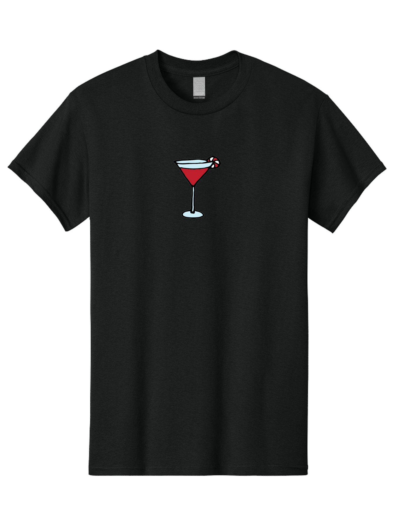 Candy-Cane-Martini-1 Men'S Graphic Tee, 100% Cotton, Comfortable Casual Summer Wear, Machine Washable, Red Martini, Candy Cane Garnish, Festive Cocktail, Holiday Drink, Sweet Treat, Christmas Party, Cocktail Hour -  Aaa781