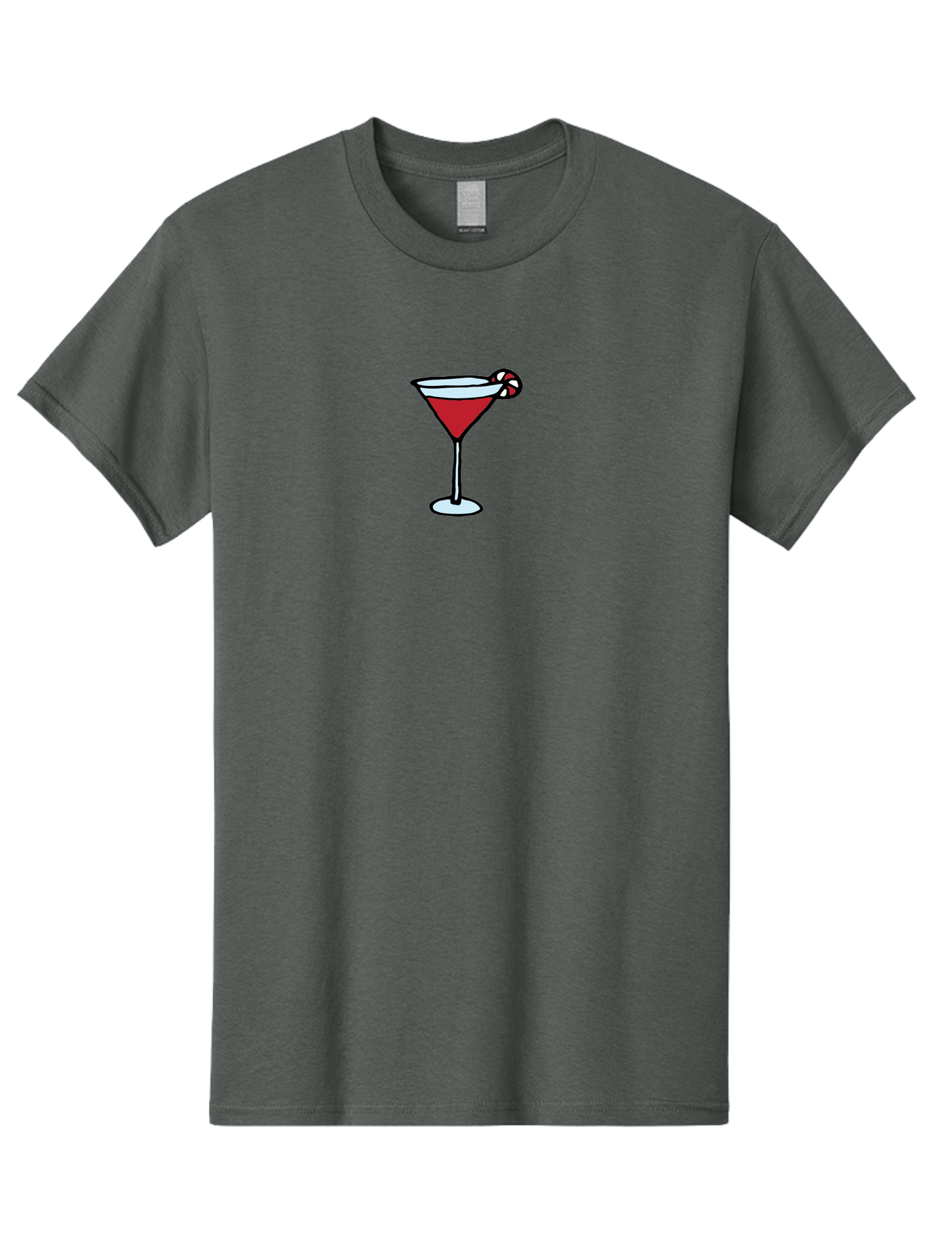 Candy-Cane-Martini-1 Men'S Graphic Tee, 100% Cotton, Comfortable Casual Summer Wear, Machine Washable, Red Martini, Candy Cane Garnish, Festive Cocktail, Holiday Drink, Sweet Treat, Christmas Party, Cocktail Hour -  Aaa781