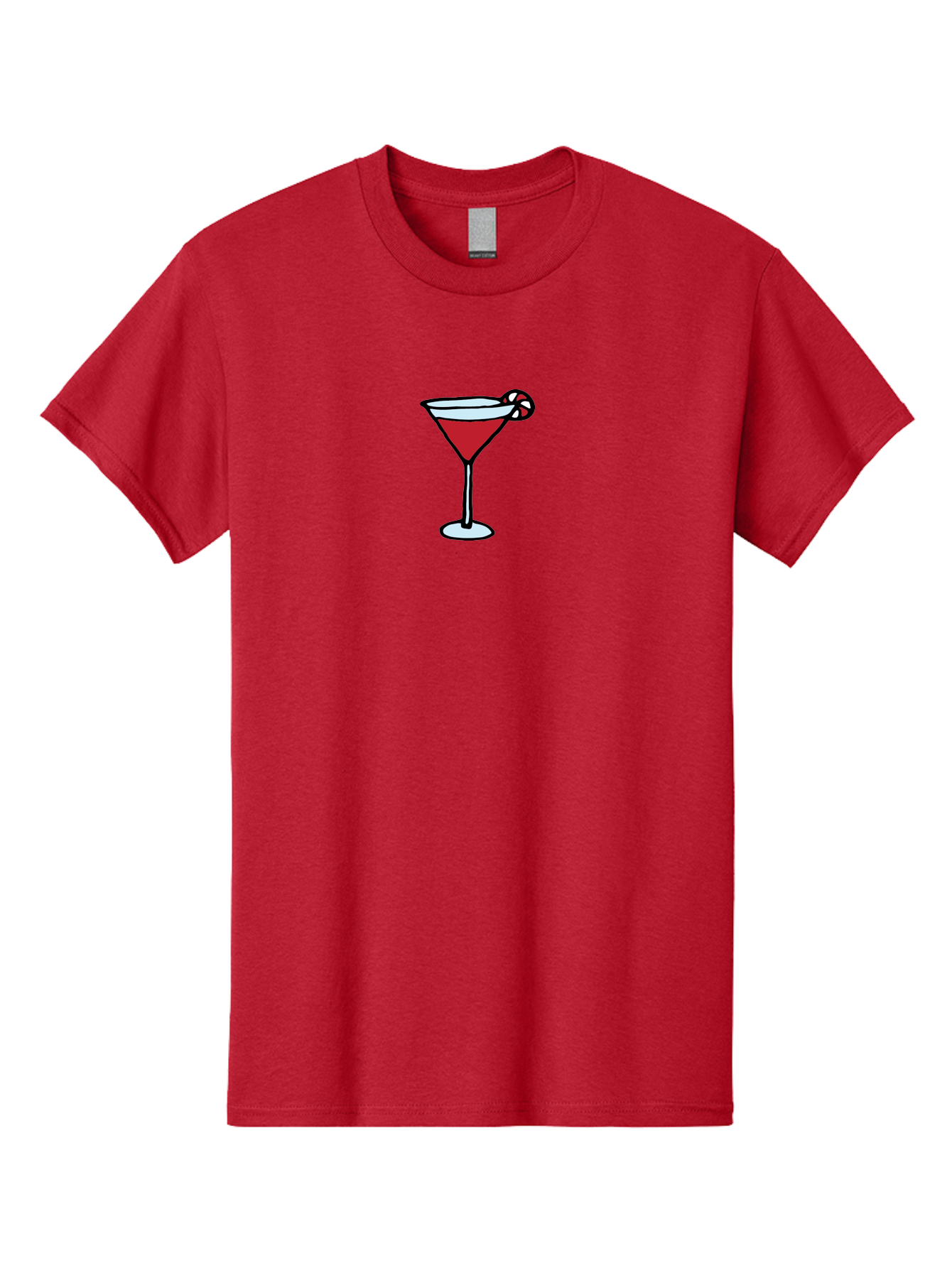 Candy-Cane-Martini-1 Men'S Graphic Tee, 100% Cotton, Comfortable Casual Summer Wear, Machine Washable, Red Martini, Candy Cane Garnish, Festive Cocktail, Holiday Drink, Sweet Treat, Christmas Party, Cocktail Hour -  Aaa781
