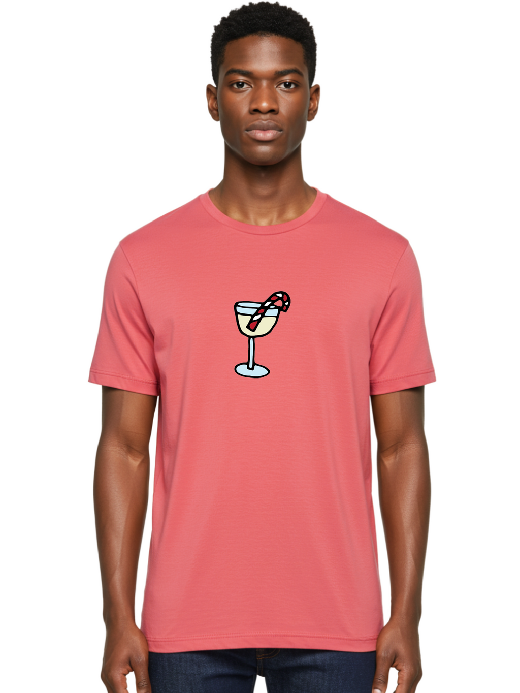 Candy-Cane-Martini-2 Men'S Graphic Tee, 100% Cotton, Comfortable Casual Summer Wear, Machine Washable, Candy Cane Martini, Festive Drink, Holiday Cocktail, Christmas Treat, Sweet Indulgence, Peppermint Delight, Winter Wonderland -  Aaa782