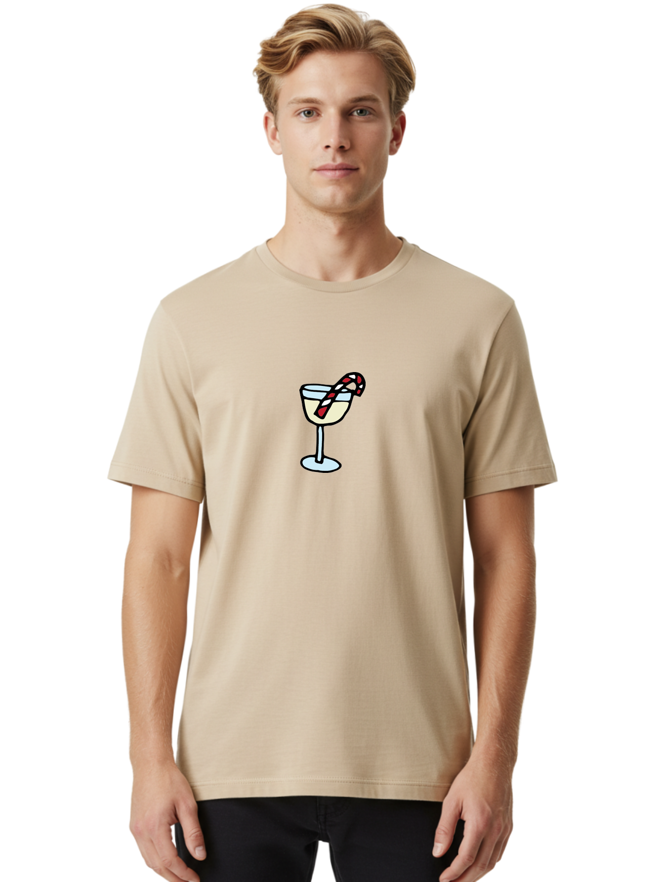 Candy-Cane-Martini-2 Men'S Graphic Tee, 100% Cotton, Comfortable Casual Summer Wear, Machine Washable, Candy Cane Martini, Festive Drink, Holiday Cocktail, Christmas Treat, Sweet Indulgence, Peppermint Delight, Winter Wonderland -  Aaa782