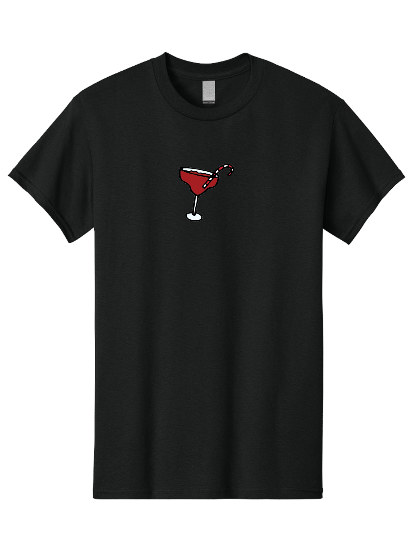 Candy-Cane-Martini Men'S Graphic Tee, 100% Cotton, Comfortable Casual Summer Wear, Machine Washable, Martini Glass, Red Cocktail, Candy Cane Garnish, Festive Drink, Holiday Party, Sweet Treat, Christmas Cocktail -  Aaa783
