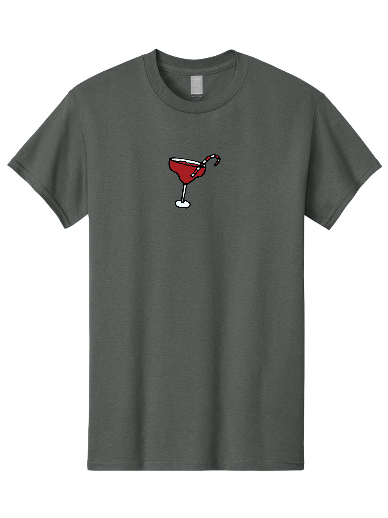 Candy-Cane-Martini Men'S Graphic Tee, 100% Cotton, Comfortable Casual Summer Wear, Machine Washable, Martini Glass, Red Cocktail, Candy Cane Garnish, Festive Drink, Holiday Party, Sweet Treat, Christmas Cocktail -  Aaa783