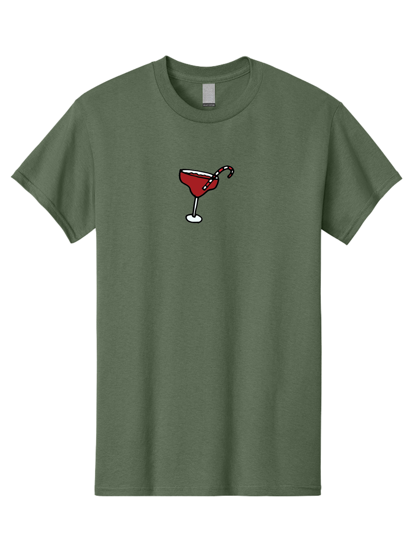 Candy-Cane-Martini Men'S Graphic Tee, 100% Cotton, Comfortable Casual Summer Wear, Machine Washable, Martini Glass, Red Cocktail, Candy Cane Garnish, Festive Drink, Holiday Party, Sweet Treat, Christmas Cocktail -  Aaa783