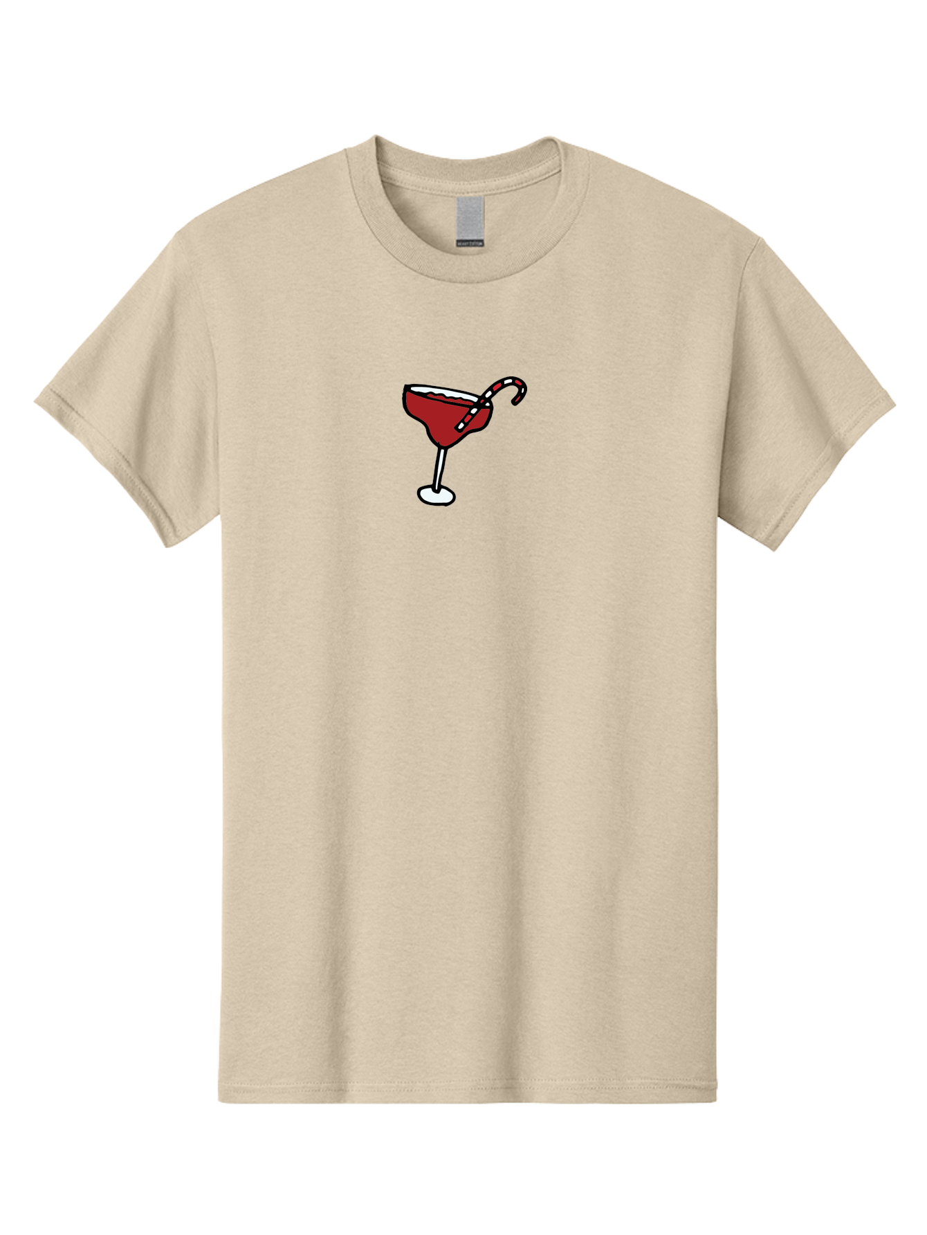 Candy-Cane-Martini Men'S Graphic Tee, 100% Cotton, Comfortable Casual Summer Wear, Machine Washable, Martini Glass, Red Cocktail, Candy Cane Garnish, Festive Drink, Holiday Party, Sweet Treat, Christmas Cocktail -  Aaa783