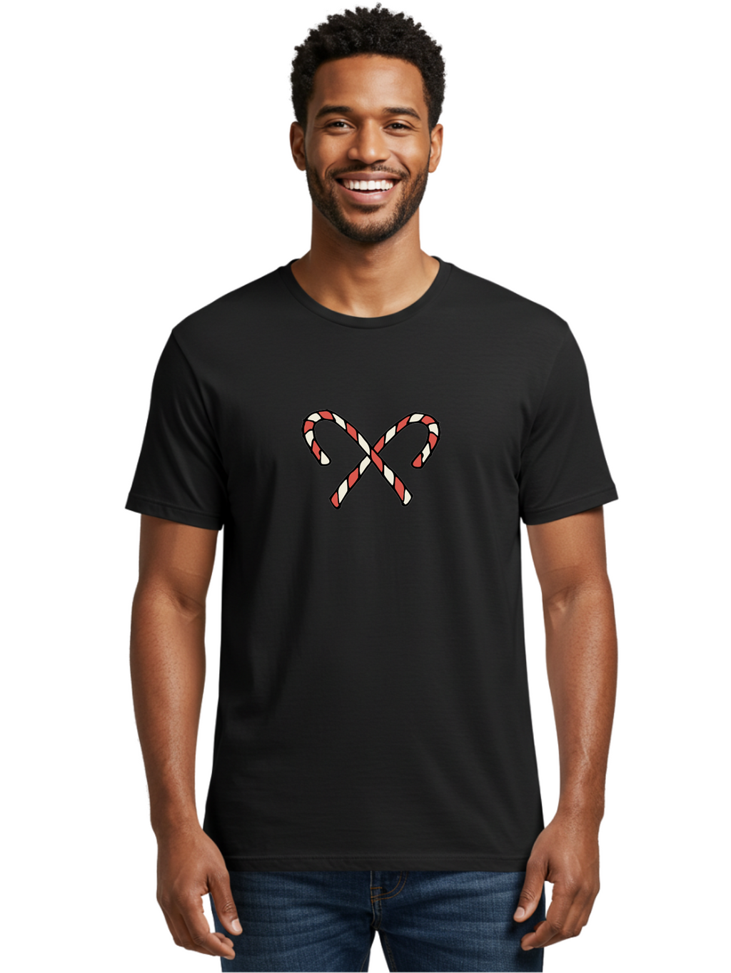 Candy-Canes-Xx Men'S Graphic Tee, 100% Cotton, Comfortable Casual Summer Wear, Machine Washable, Candy Canes, Holiday Treats, Festive Decorations, Christmas Sweets, Striped Candies, Sweet Treats, Holiday Cheer -  Aaa786