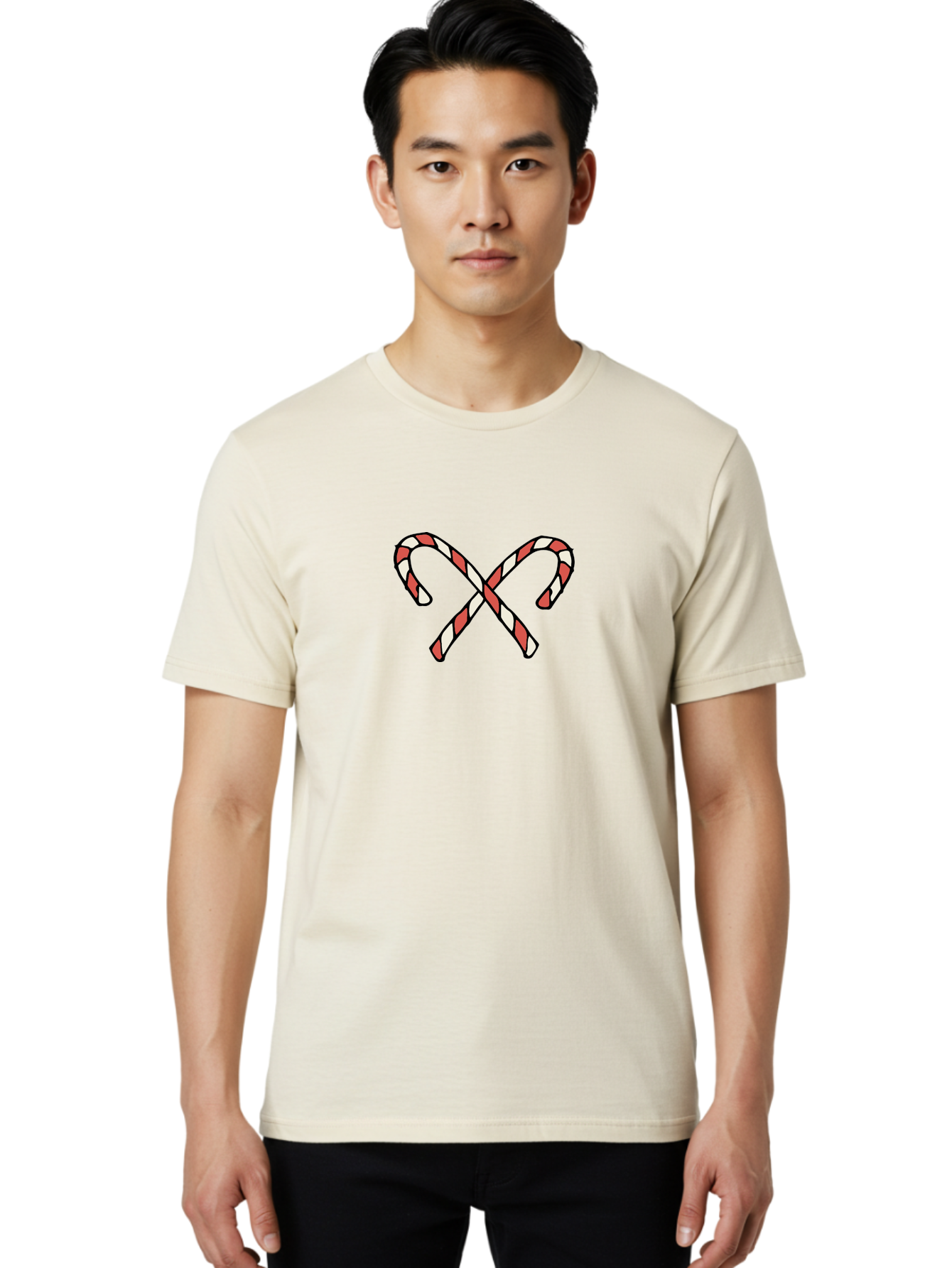 Candy-Canes-Xx Men'S Graphic Tee, 100% Cotton, Comfortable Casual Summer Wear, Machine Washable, Candy Canes, Holiday Treats, Festive Decorations, Christmas Sweets, Striped Candies, Sweet Treats, Holiday Cheer -  Aaa786