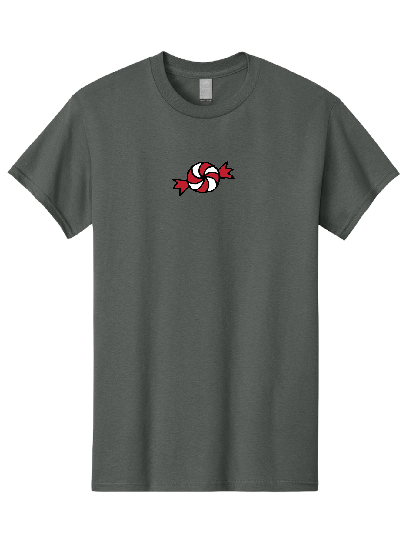 Candy Men'S Graphic Tee, 100% Cotton, Comfortable Casual Summer Wear, Machine Washable, Peppermint Candy, Red And White Swirl, Sweet Treat, Wrapped Candy, Festive Design, Cartoon Style, Holiday Candy -  Aaa787