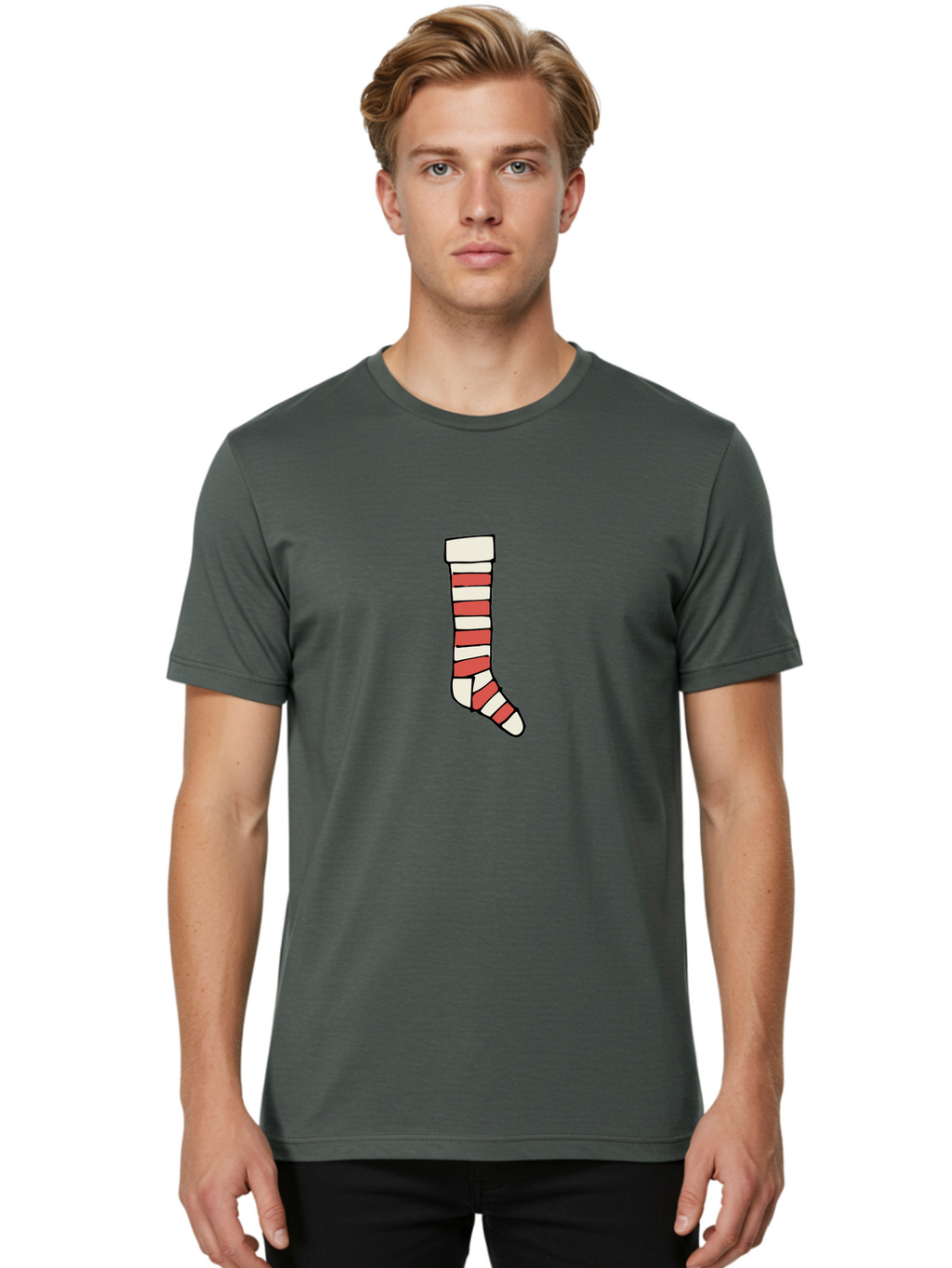 Cast Men'S Graphic Tee, 100% Cotton, Comfortable Casual Summer Wear, Machine Washable, Injured Leg, Broken Bone, Medical Care, Red And White Cast, Orthopedic Treatment, Fracture Recovery, Injured Limb -  Aaa790