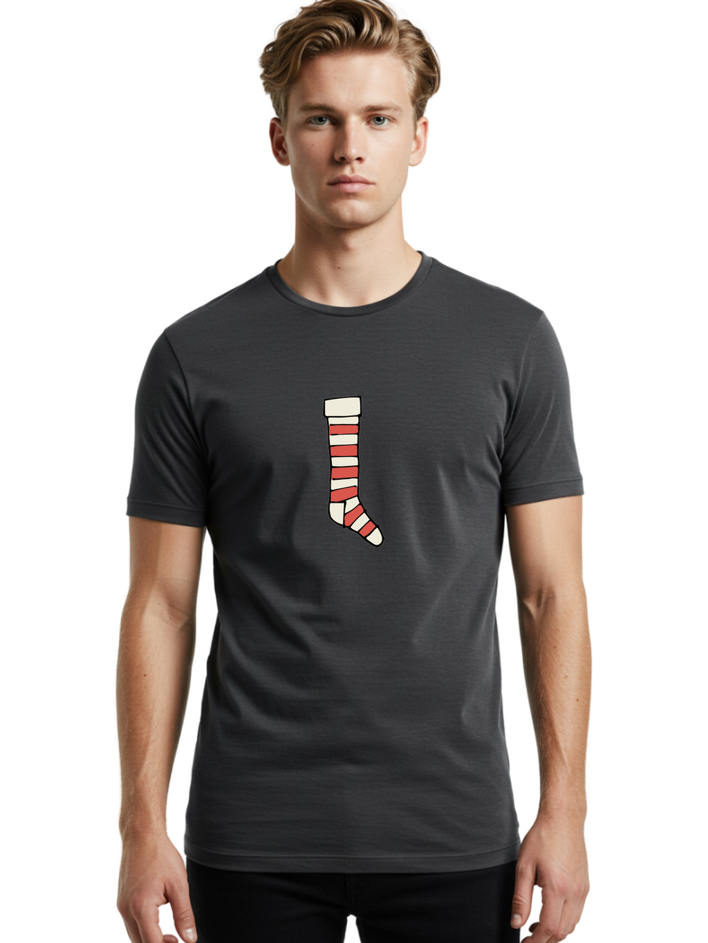 Cast Men'S Graphic Tee, 100% Cotton, Comfortable Casual Summer Wear, Machine Washable, Injured Leg, Broken Bone, Medical Care, Red And White Cast, Orthopedic Treatment, Fracture Recovery, Injured Limb -  Aaa790
