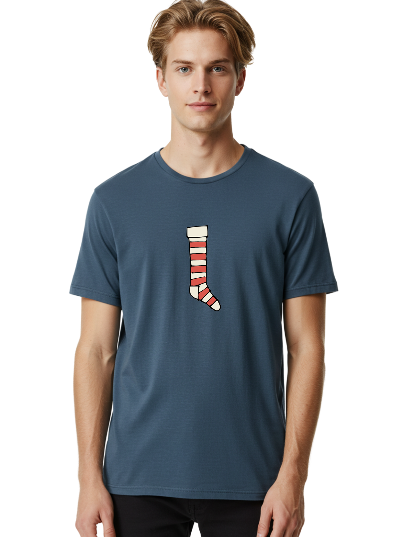 Cast Men'S Graphic Tee, 100% Cotton, Comfortable Casual Summer Wear, Machine Washable, Injured Leg, Broken Bone, Medical Care, Red And White Cast, Orthopedic Treatment, Fracture Recovery, Injured Limb -  Aaa790