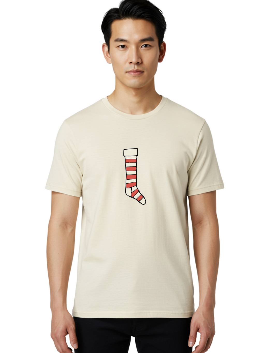 Cast Men'S Graphic Tee, 100% Cotton, Comfortable Casual Summer Wear, Machine Washable, Injured Leg, Broken Bone, Medical Care, Red And White Cast, Orthopedic Treatment, Fracture Recovery, Injured Limb -  Aaa790
