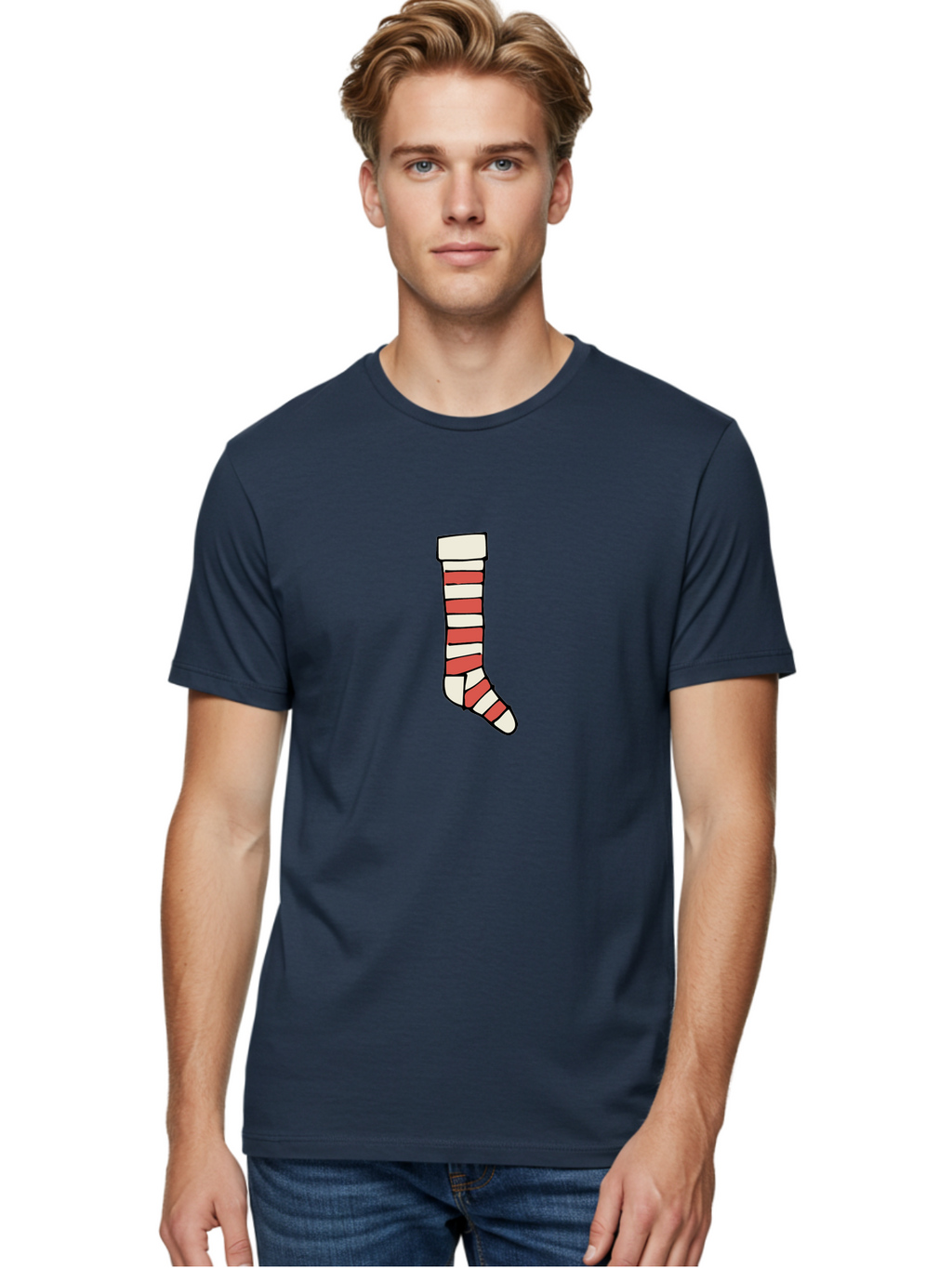 Cast Men'S Graphic Tee, 100% Cotton, Comfortable Casual Summer Wear, Machine Washable, Injured Leg, Broken Bone, Medical Care, Red And White Cast, Orthopedic Treatment, Fracture Recovery, Injured Limb -  Aaa790