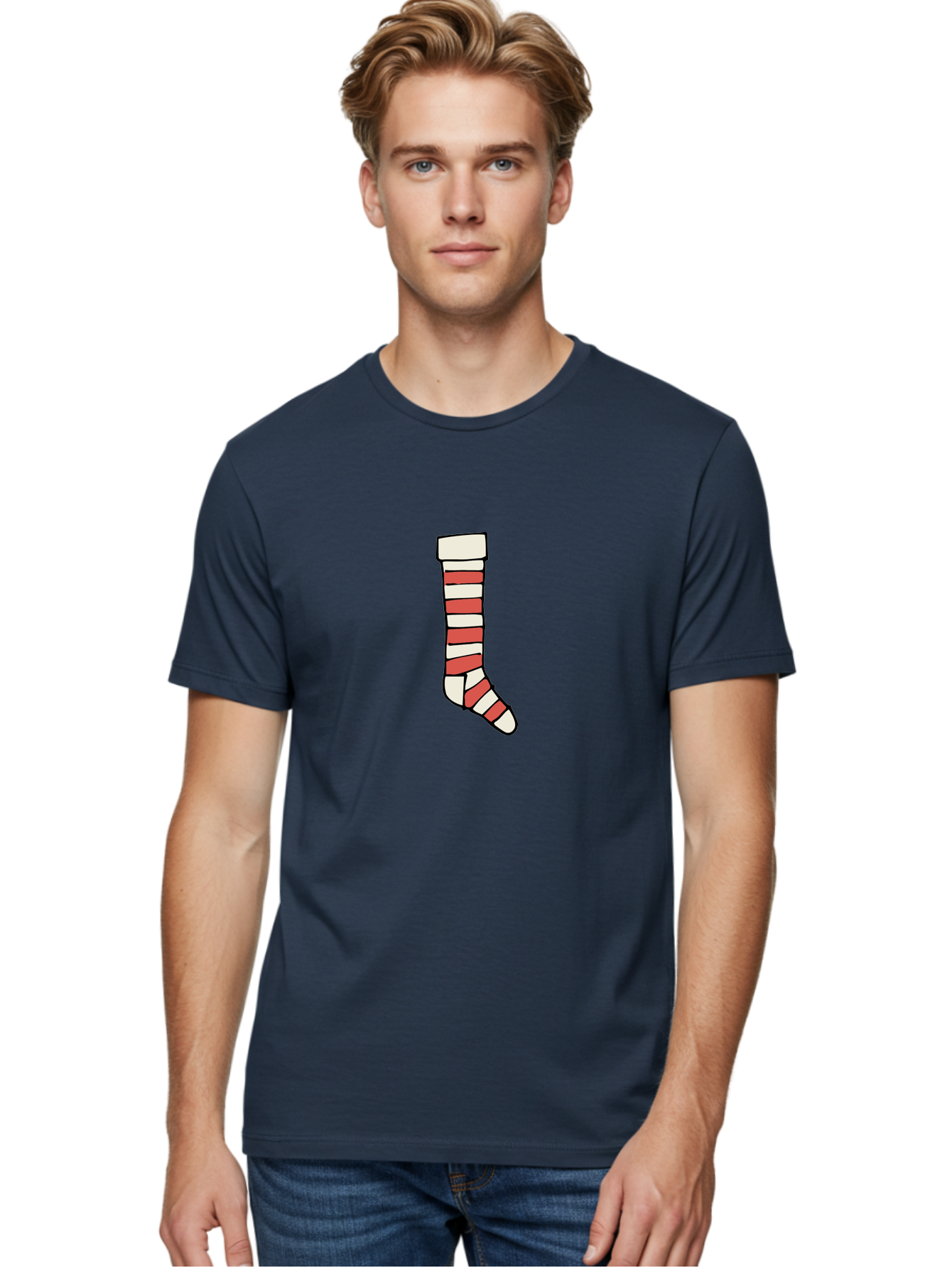 Cast Men'S Graphic Tee, 100% Cotton, Comfortable Casual Summer Wear, Machine Washable, Injured Leg, Broken Bone, Medical Care, Red And White Cast, Orthopedic Treatment, Fracture Recovery, Injured Limb -  Aaa790