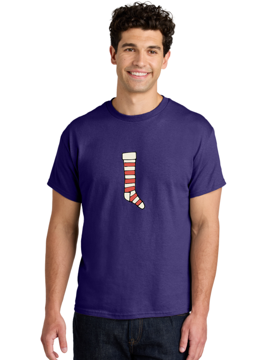 Cast Men'S Graphic Tee, 100% Cotton, Comfortable Casual Summer Wear, Machine Washable, Injured Leg, Broken Bone, Medical Care, Red And White Cast, Orthopedic Treatment, Fracture Recovery, Injured Limb -  Aaa790