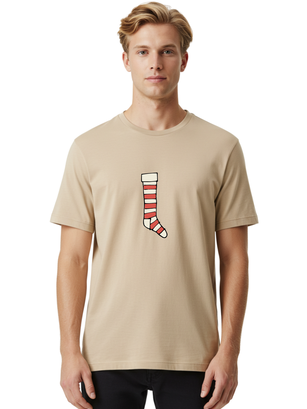 Cast Men'S Graphic Tee, 100% Cotton, Comfortable Casual Summer Wear, Machine Washable, Injured Leg, Broken Bone, Medical Care, Red And White Cast, Orthopedic Treatment, Fracture Recovery, Injured Limb -  Aaa790