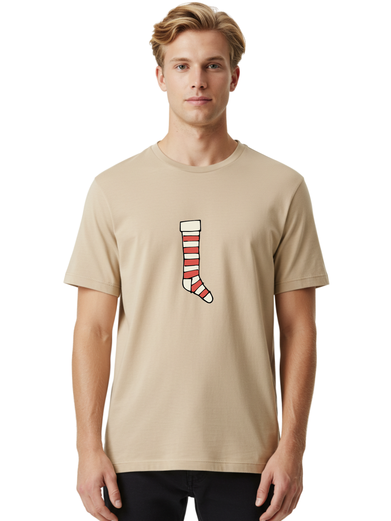 Cast Men'S Graphic Tee, 100% Cotton, Comfortable Casual Summer Wear, Machine Washable, Injured Leg, Broken Bone, Medical Care, Red And White Cast, Orthopedic Treatment, Fracture Recovery, Injured Limb -  Aaa790