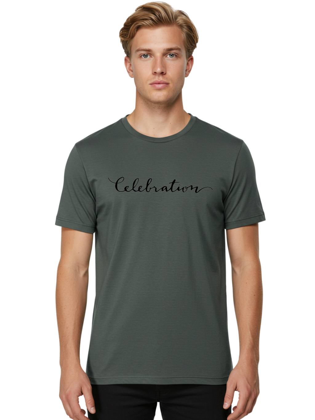 Celebration-1 Men'S Graphic Tee, 100% Cotton, Comfortable Casual Summer Wear, Machine Washable, Celebration Theme, Party Invitation, Elegant Script, Black Cursive Text, Festive Atmosphere, Special Occasion, Luxury Design, Stylish Font -  Aaa791