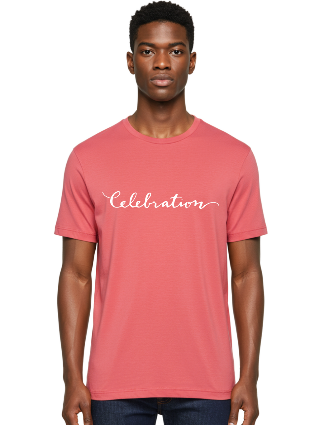 Celebration Men'S Graphic Tee, 100% Cotton, Comfortable Casual Summer Wear, Machine Washable, Party, Festive Atmosphere, Joyful Occasion, Celebration Text, White Cursive Font, Elegant Script -  Aaa792
