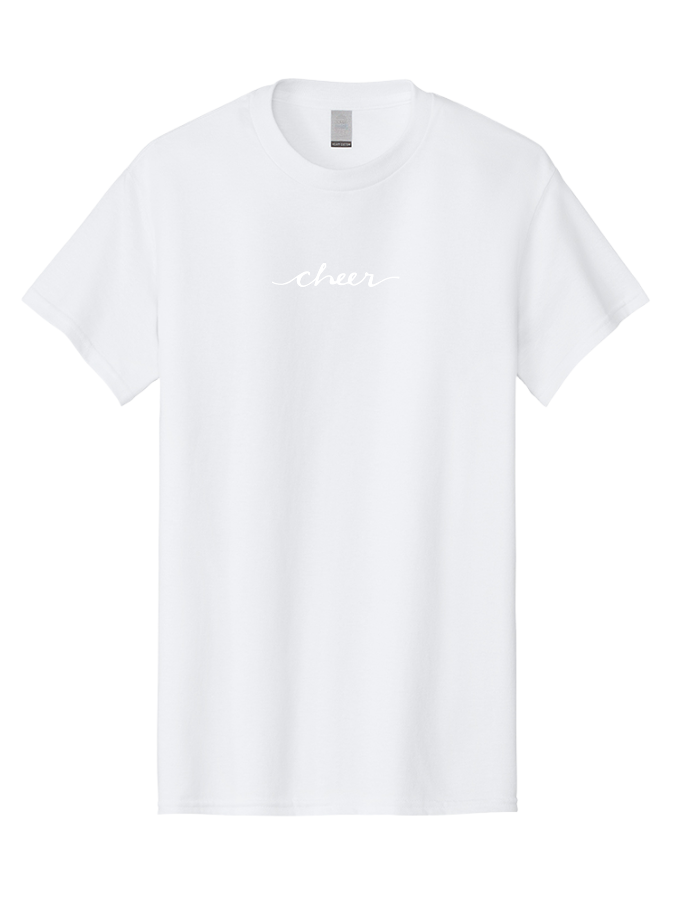 Cheer-1 Men'S Graphic Tee, 100% Cotton, Comfortable Casual Summer Wear, Machine Washable, Cheerleading, Inspiration, Motivation, Positive Vibes, Cursive Text, Simple Design, Typography, White Text, Simple Typography -  Aaa793