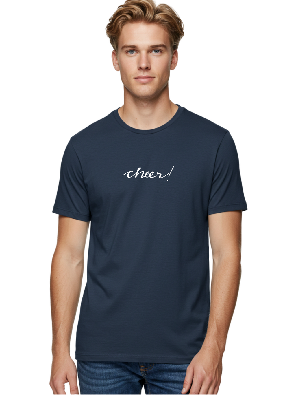 Cheer-2 Men'S Graphic Tee, 100% Cotton, Comfortable Casual Summer Wear, Machine Washable, Cheerful Vibes, Positive Energy, Happy Emotions, Uplifting Message, Motivational Phrase, Encouragement, Inspirational Words -  Aaa794