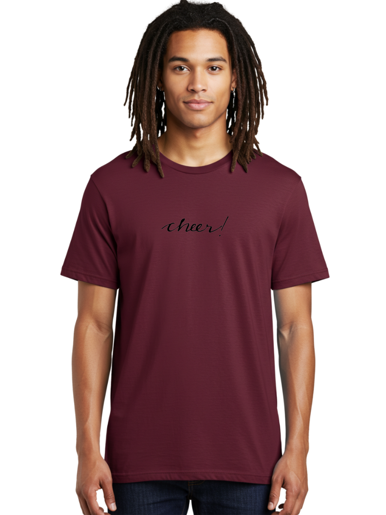 Cheer-5 Men'S Graphic Tee, 100% Cotton, Comfortable Casual Summer Wear, Machine Washable, Cheerful Vibes, Motivational Quote, Positive Message, Uplifting Text, Inspirational Words, Energetic Phrase, Cursive Script -  Aaa797