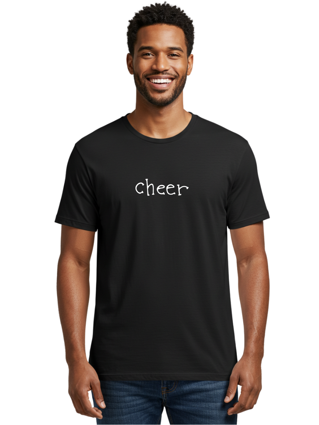 Cheer Men'S Graphic Tee, 100% Cotton, Comfortable Casual Summer Wear, Machine Washable, Positive Vibes, Motivation, Encouragement, Cheerful Atmosphere, Uplifting Message, Optimism, Happiness -  Aaa798
