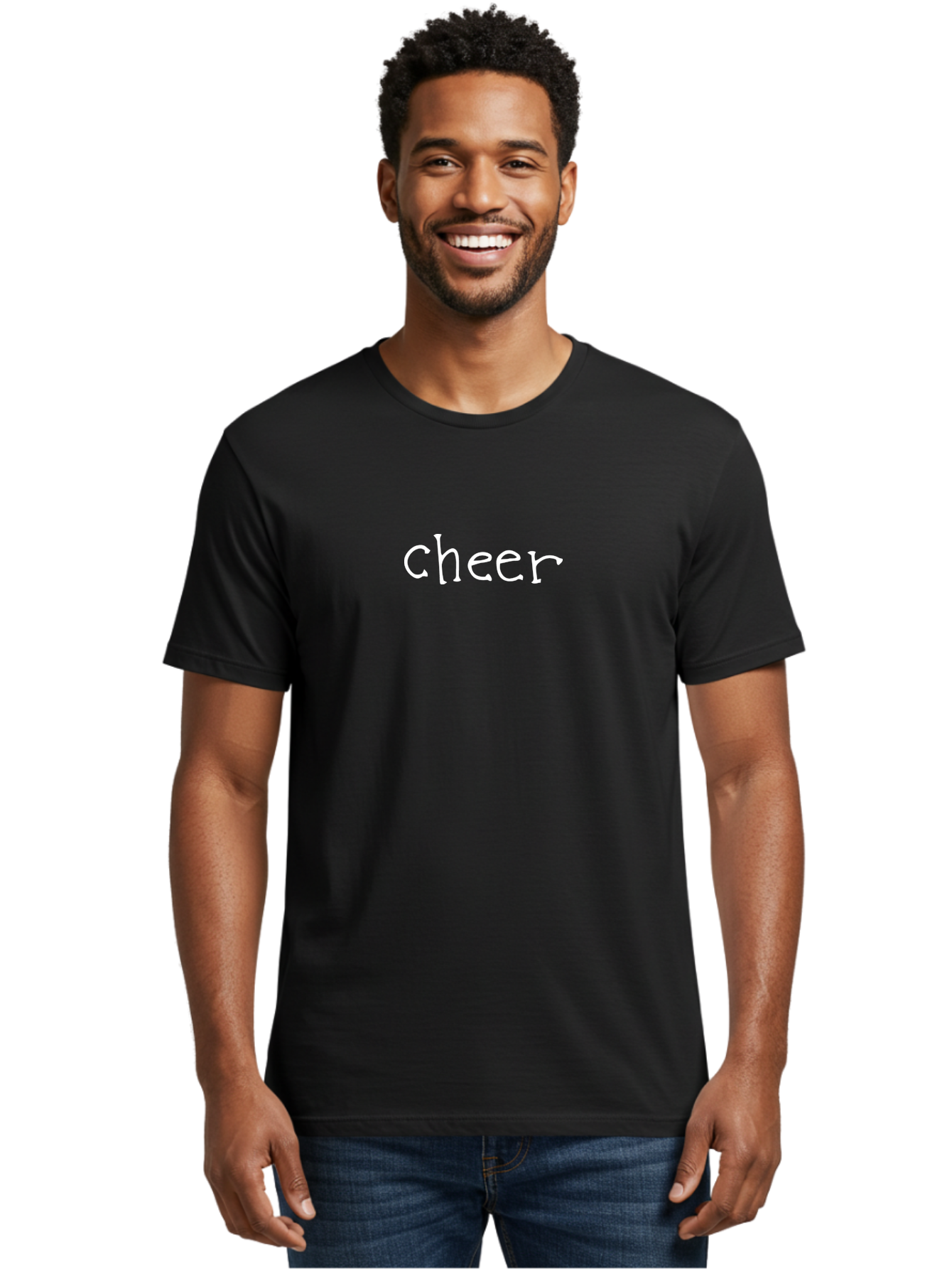Cheer Men'S Graphic Tee, 100% Cotton, Comfortable Casual Summer Wear, Machine Washable, Positive Vibes, Motivation, Encouragement, Cheerful Atmosphere, Uplifting Message, Optimism, Happiness -  Aaa798