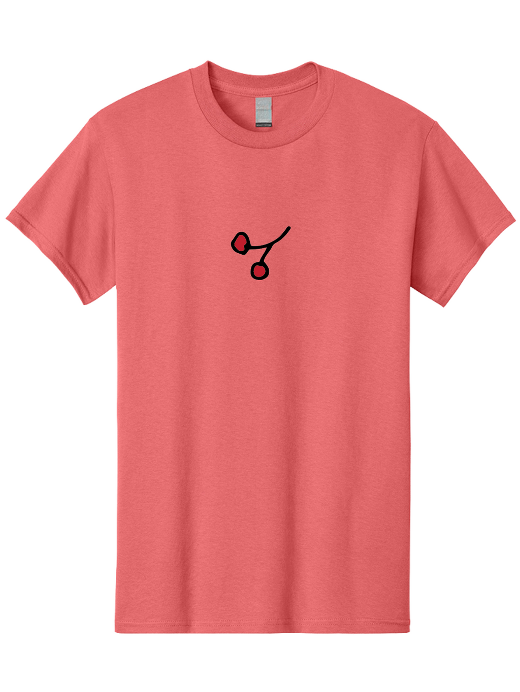 Cherries Men'S Graphic Tee, 100% Cotton, Comfortable Casual Summer Wear, Machine Washable, Pair Of Cherries, Red Fruit, Simple Drawing, Cartoon Style, Black Outline, Vibrant Red, Minimalist Art, Sweet Treats -  Aaa799