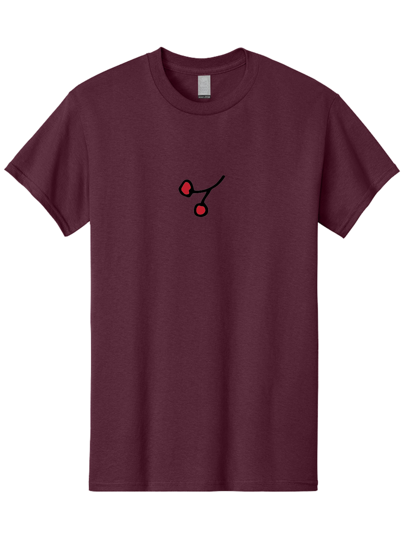 Cherries Men'S Graphic Tee, 100% Cotton, Comfortable Casual Summer Wear, Machine Washable, Pair Of Cherries, Red Fruit, Simple Drawing, Cartoon Style, Black Outline, Vibrant Red, Minimalist Art, Sweet Treats -  Aaa799