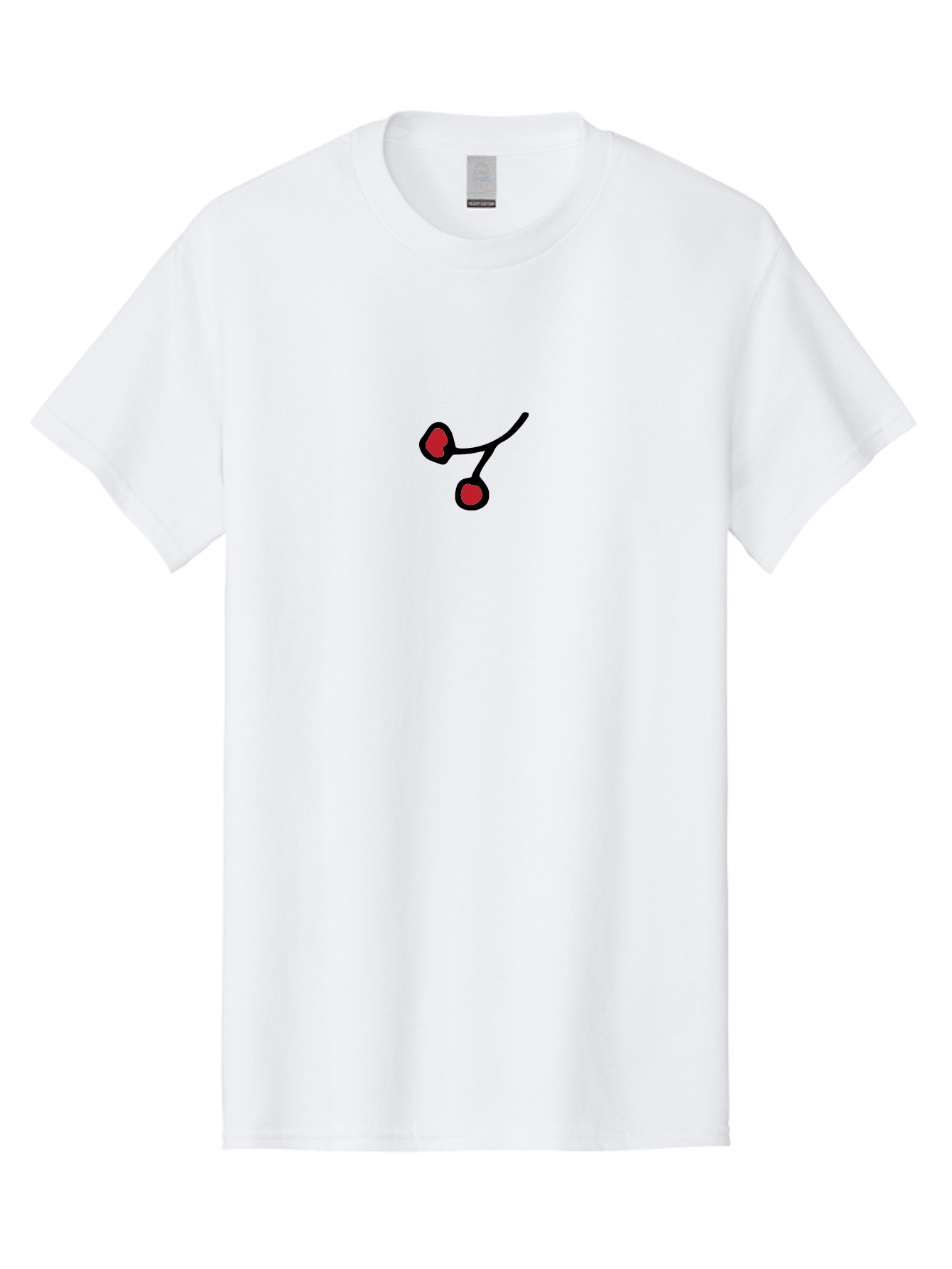 Cherries Men'S Graphic Tee, 100% Cotton, Comfortable Casual Summer Wear, Machine Washable, Pair Of Cherries, Red Fruit, Simple Drawing, Cartoon Style, Black Outline, Vibrant Red, Minimalist Art, Sweet Treats -  Aaa799