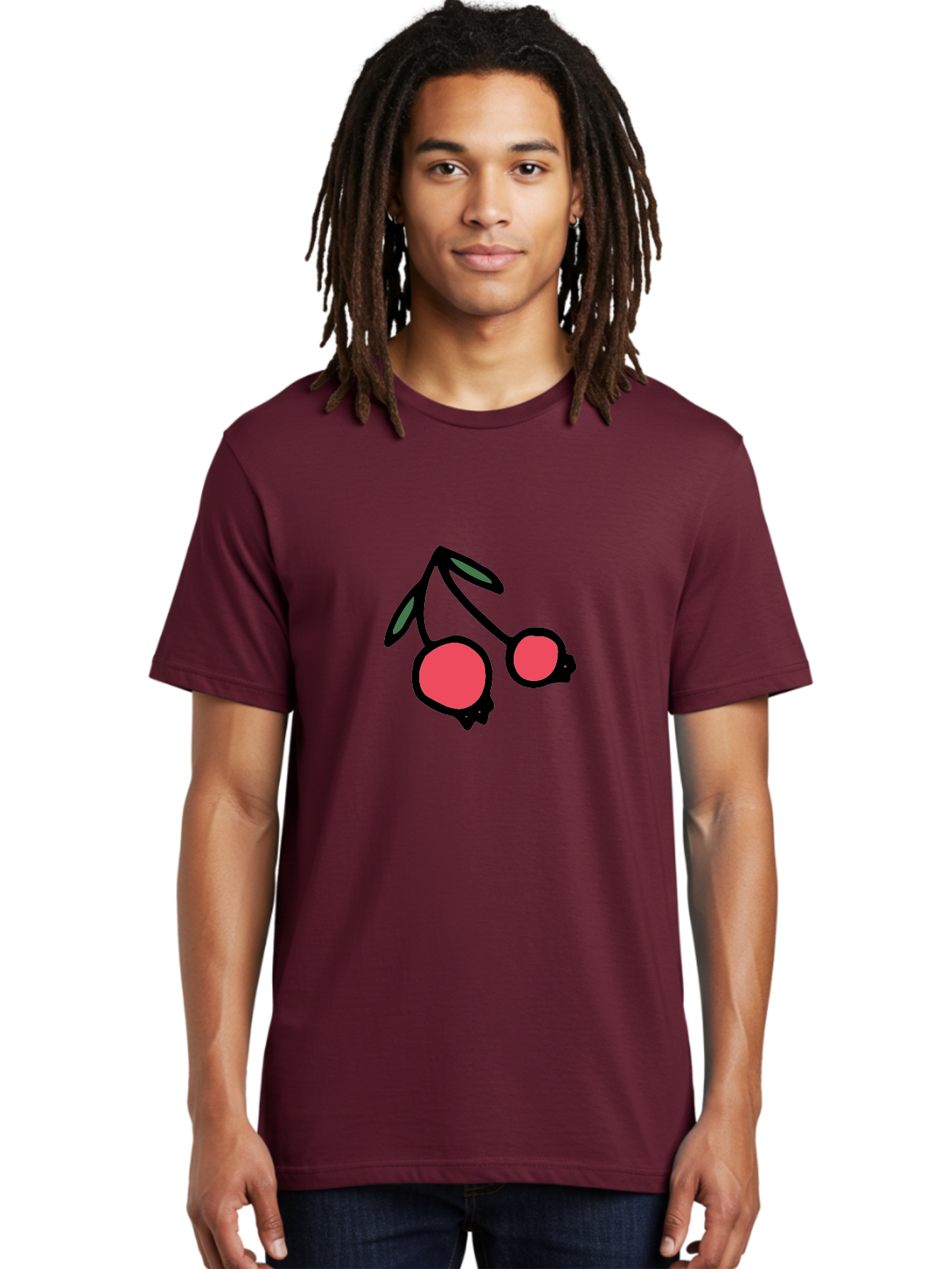 Cherry-Sunglasses Men'S Graphic Tee, 100% Cotton, Comfortable Casual Summer Wear, Machine Washable, Fun Sunglasses, Cherry Design, Playful Eyewear, Trendy Accessories, Stylish Shades, Cartoon Graphics, Retro Style, Fashion Statement -  Aaa800