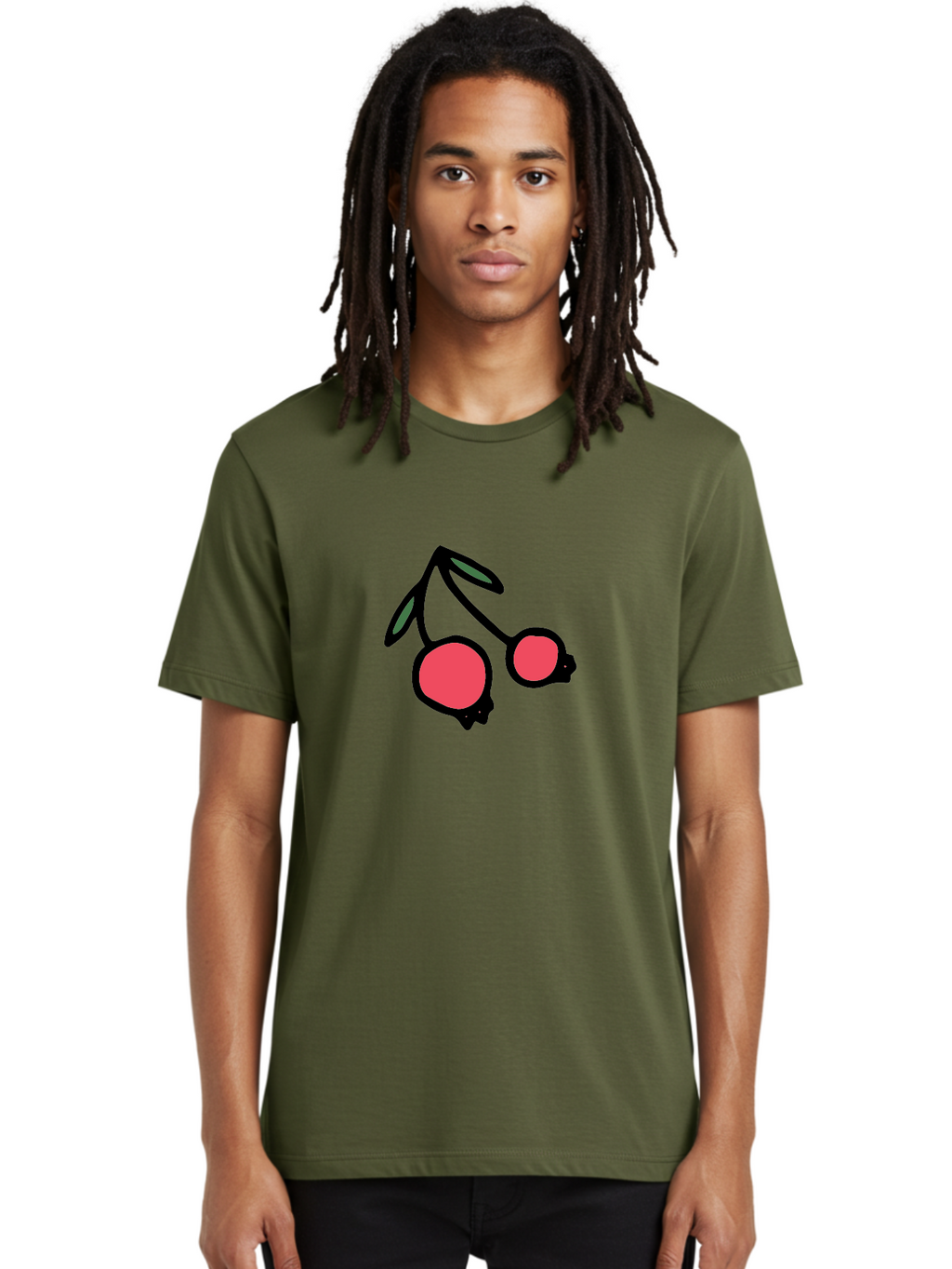 Cherry-Sunglasses Men'S Graphic Tee, 100% Cotton, Comfortable Casual Summer Wear, Machine Washable, Fun Sunglasses, Cherry Design, Playful Eyewear, Trendy Accessories, Stylish Shades, Cartoon Graphics, Retro Style, Fashion Statement -  Aaa800