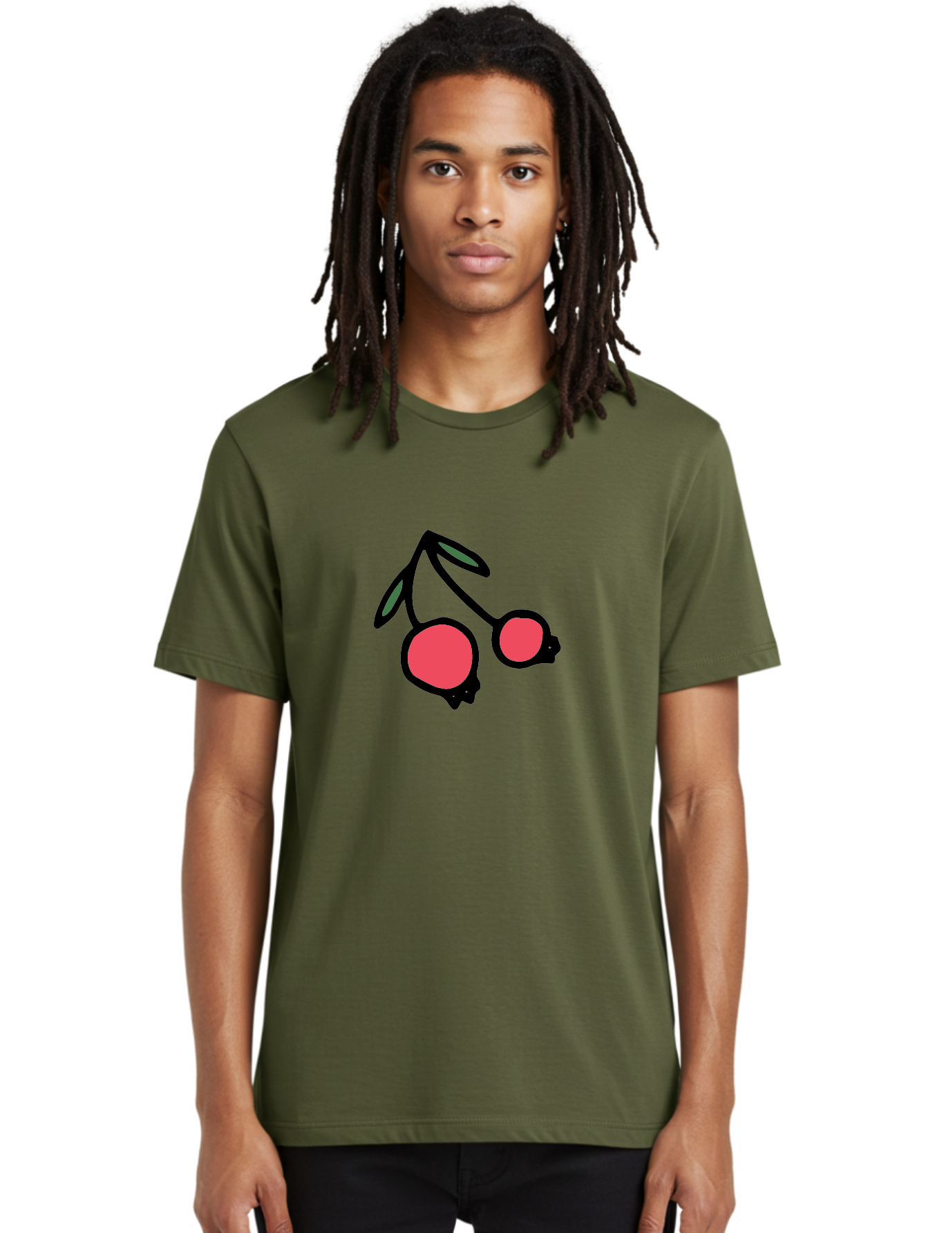Cherry-Sunglasses Men'S Graphic Tee, 100% Cotton, Comfortable Casual Summer Wear, Machine Washable, Fun Sunglasses, Cherry Design, Playful Eyewear, Trendy Accessories, Stylish Shades, Cartoon Graphics, Retro Style, Fashion Statement -  Aaa800