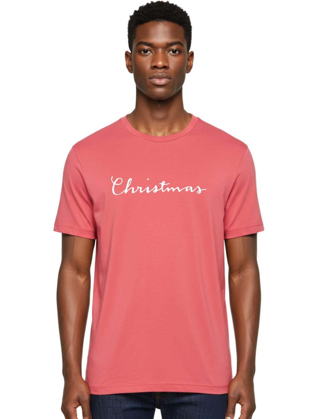 Christmas-1 Men'S Graphic Tee, 100% Cotton, Comfortable Casual Summer Wear, Machine Washable, Christmas, Holiday Season, Festive Atmosphere, Winter Wonderland, Holiday Cheer, Christmas Magic, White Cursive Text -  Aaa801