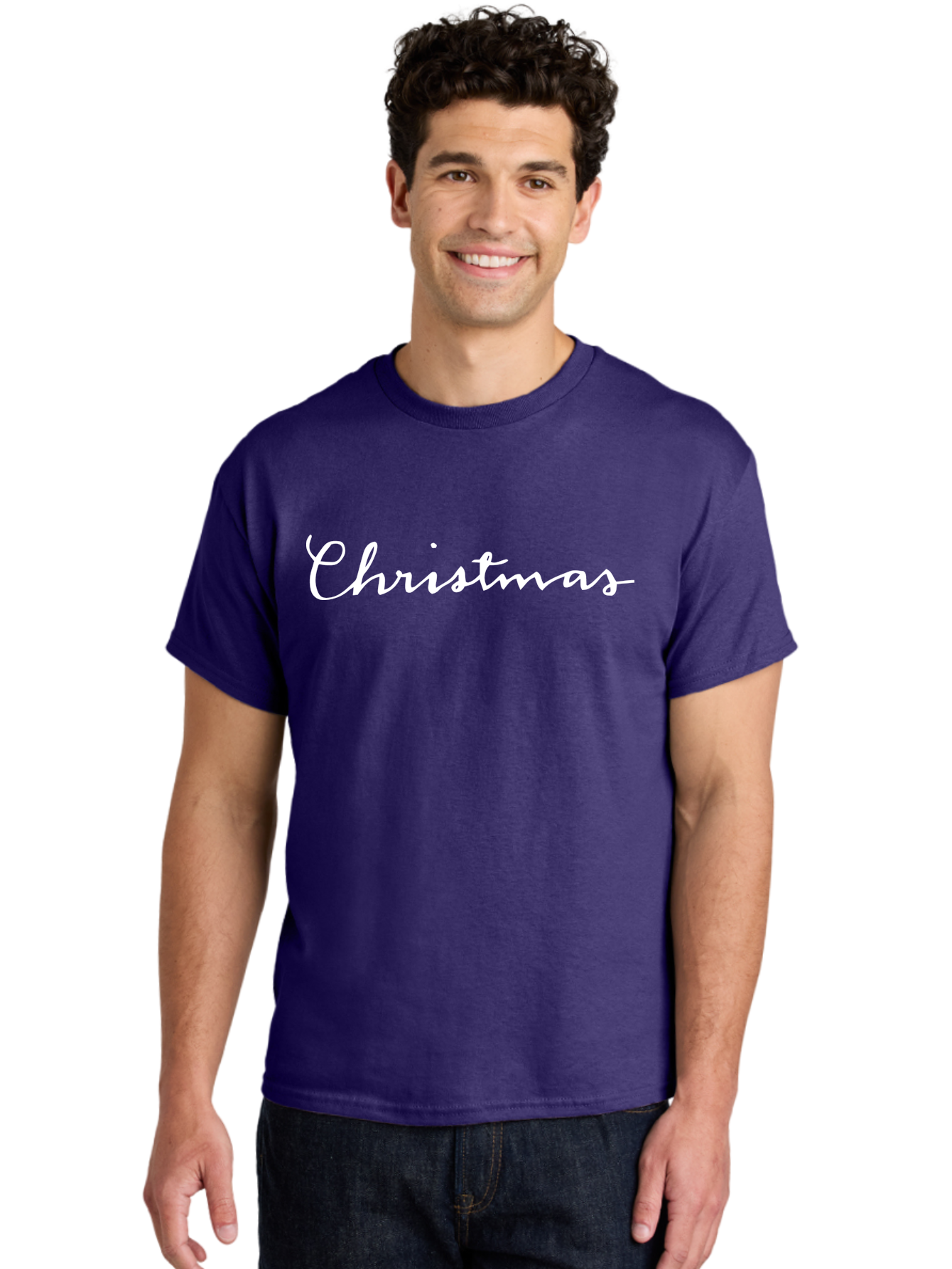 Christmas-1 Men'S Graphic Tee, 100% Cotton, Comfortable Casual Summer Wear, Machine Washable, Christmas, Holiday Season, Festive Atmosphere, Winter Wonderland, Holiday Cheer, Christmas Magic, White Cursive Text -  Aaa801