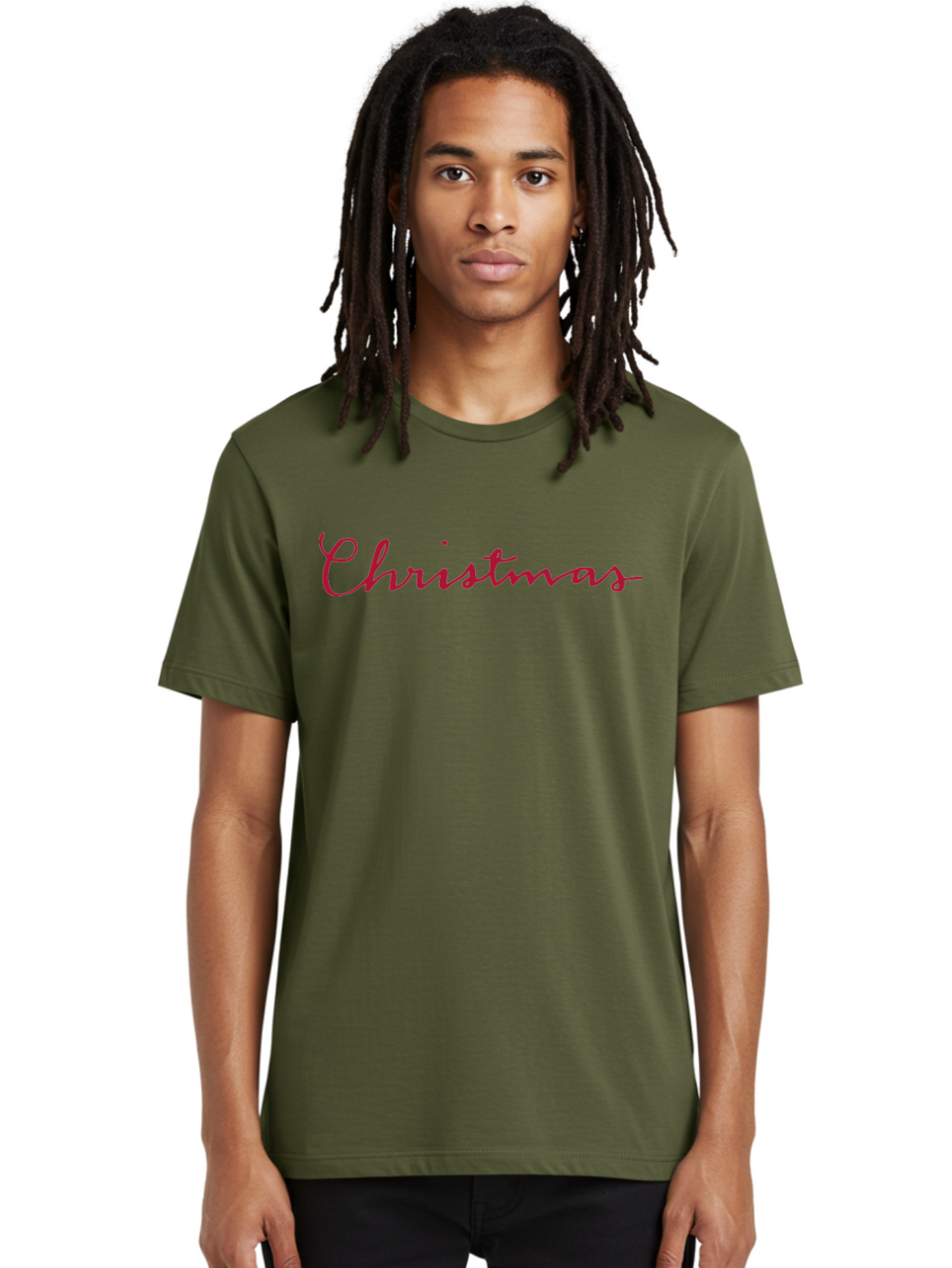 Christmas-2 Men'S Graphic Tee, 100% Cotton, Comfortable Casual Summer Wear, Machine Washable, Christmas Theme, Holiday Season, Festive Vibes, Red Cursive Text, Xmas Greeting, Winter Celebration, Holiday Cheer -  Aaa802