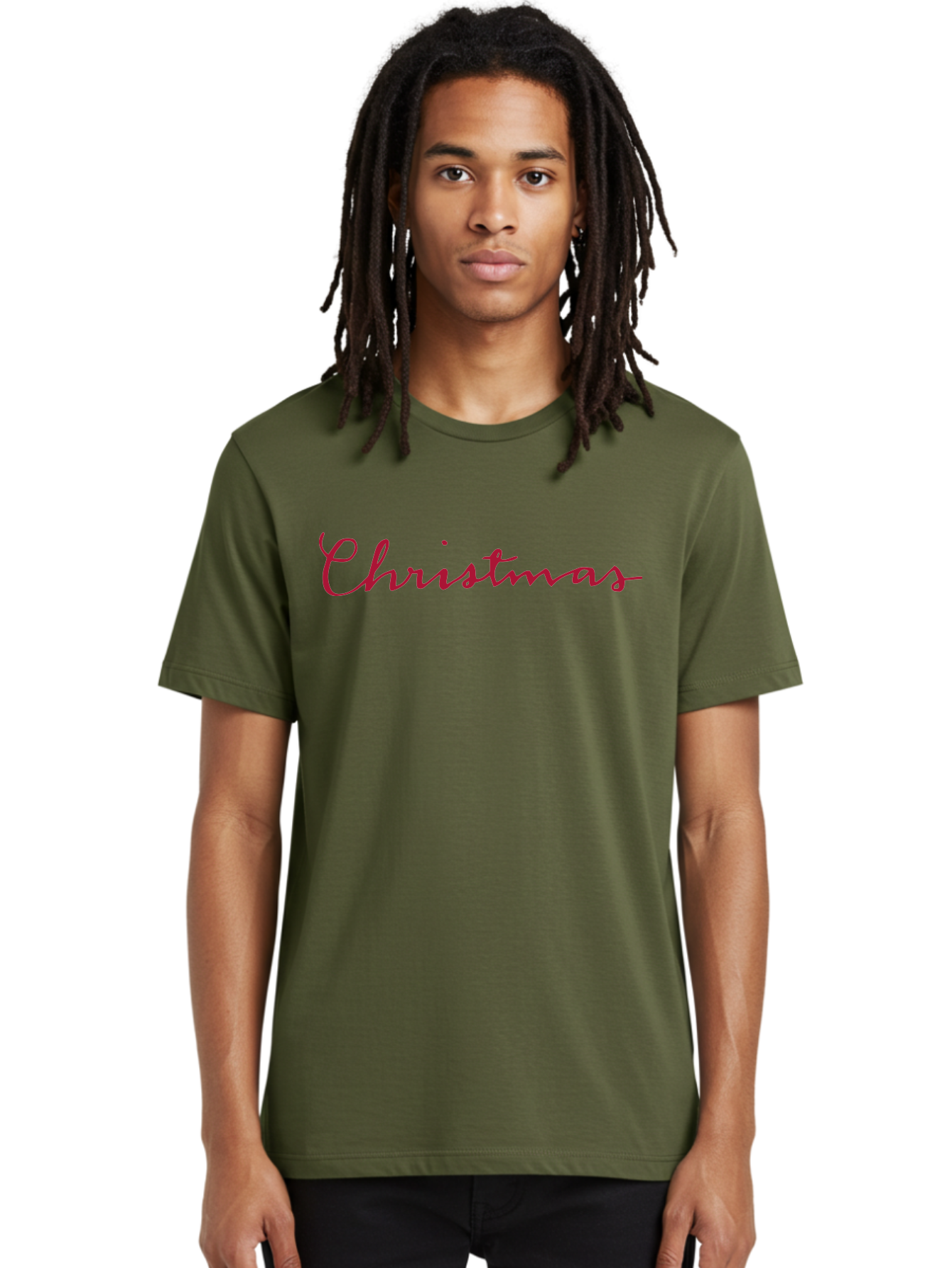 Christmas-2 Men'S Graphic Tee, 100% Cotton, Comfortable Casual Summer Wear, Machine Washable, Christmas Theme, Holiday Season, Festive Vibes, Red Cursive Text, Xmas Greeting, Winter Celebration, Holiday Cheer -  Aaa802