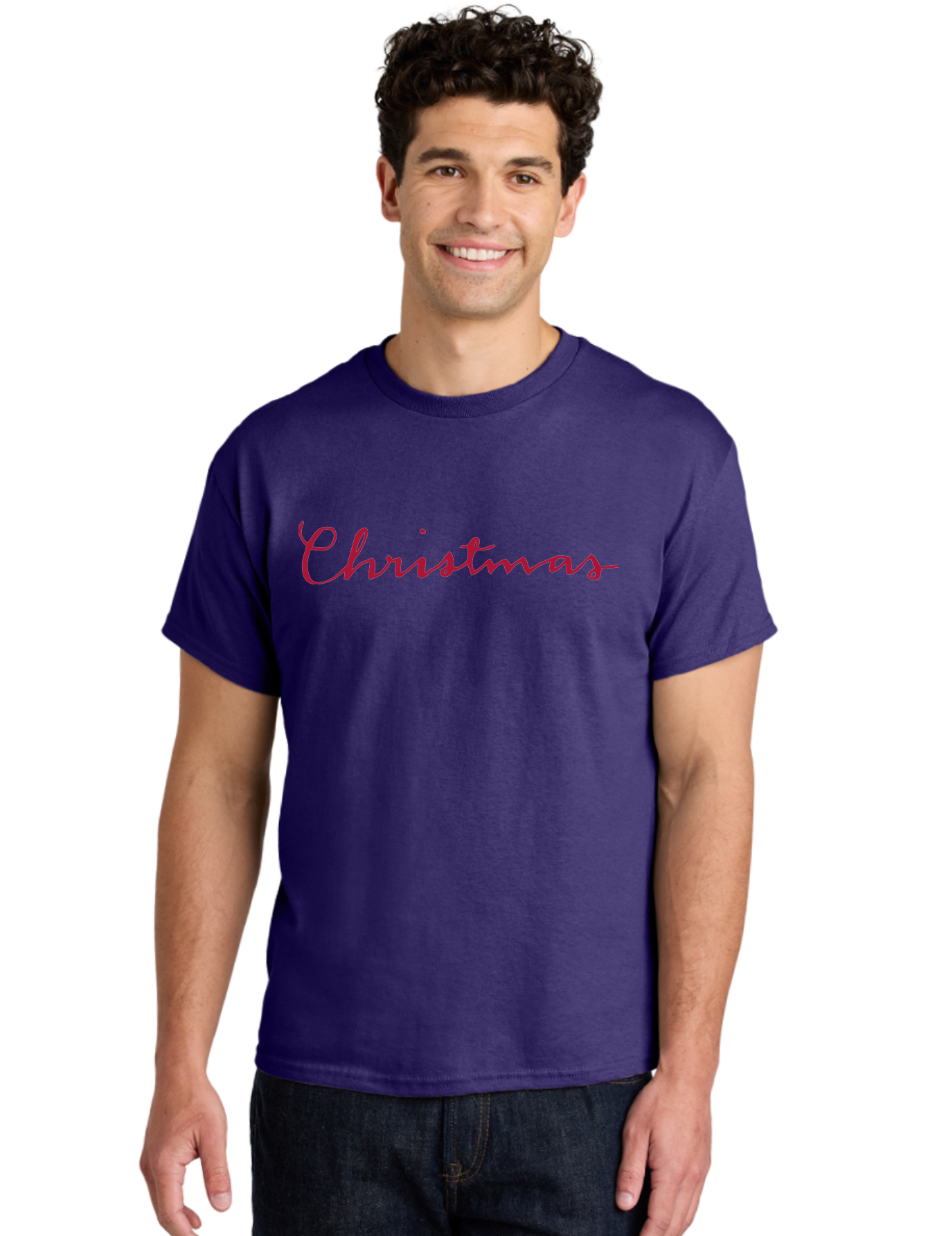 Christmas-2 Men'S Graphic Tee, 100% Cotton, Comfortable Casual Summer Wear, Machine Washable, Christmas Theme, Holiday Season, Festive Vibes, Red Cursive Text, Xmas Greeting, Winter Celebration, Holiday Cheer -  Aaa802