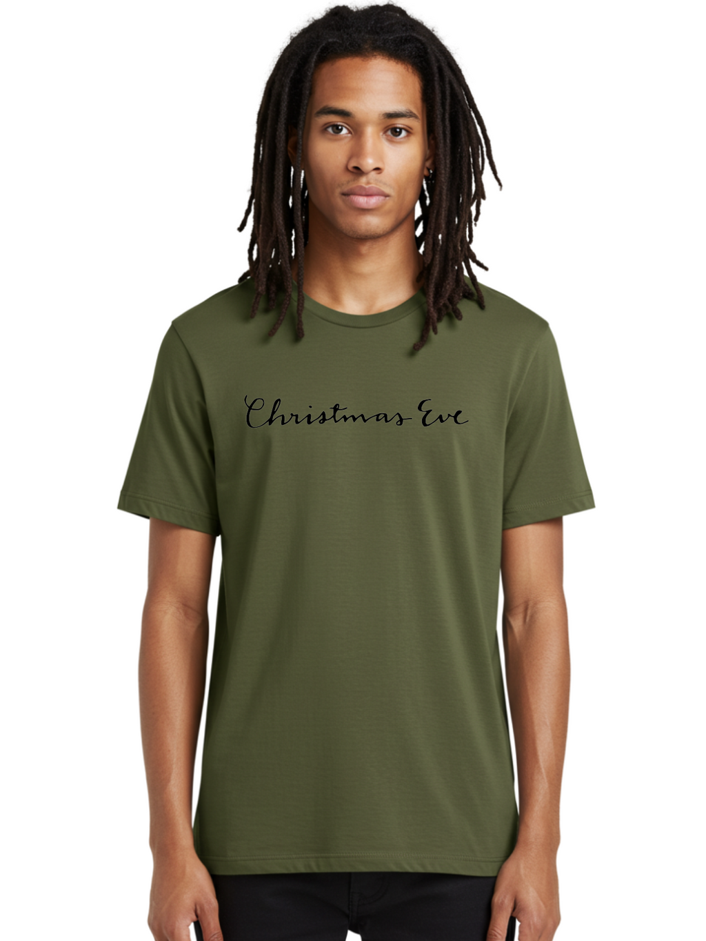 Christmas-Eve Men'S Graphic Tee, 100% Cotton, Comfortable Casual Summer Wear, Machine Washable, Christmas Eve, Holiday Season, Festive Vibes, Cursive Text, Winter Celebration, Christmas Magic, Holiday Cheer -  Aaa804