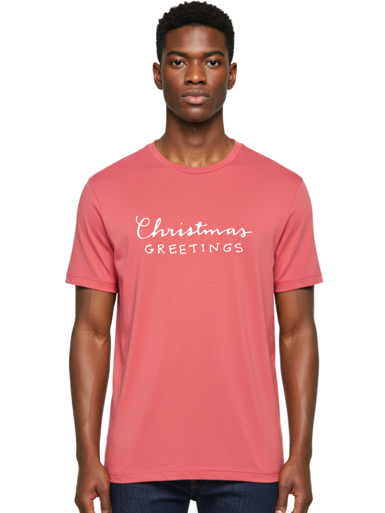 Christmas-Greetings Men'S Graphic Tee, 100% Cotton, Comfortable Casual Summer Wear, Machine Washable, Christmas Greetings, Festive Wishes, Holiday Season, Christmas Message, White Text, Christmas Card -  Aaa806