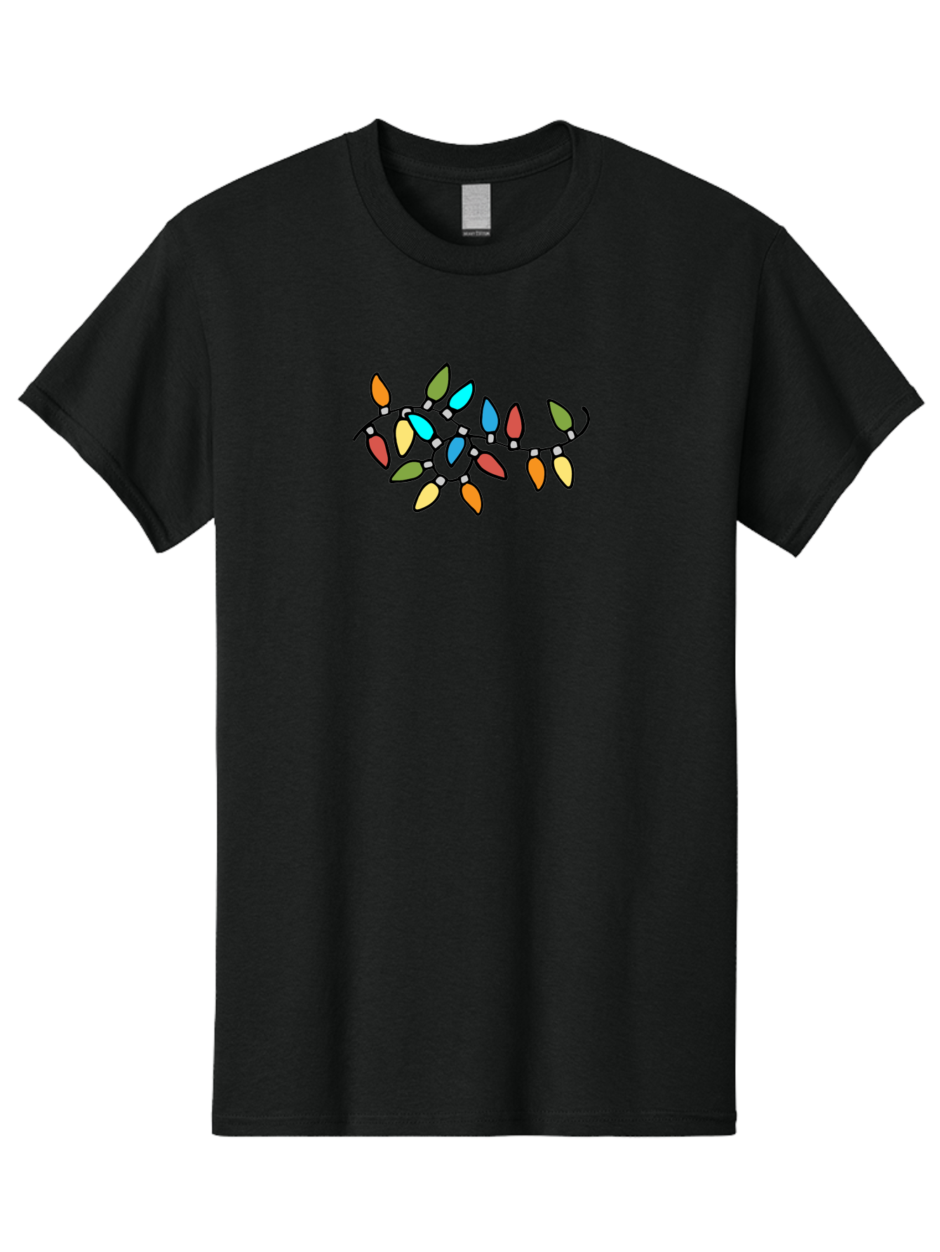 Christmas-Lights-1 Men'S Graphic Tee, 100% Cotton, Comfortable Casual Summer Wear, Machine Washable, Multicolored Christmas Lights, Festive Decorations, Holiday String Lights, Colorful Bulbs, Celebration Decoration, Party Lights -  Aaa807