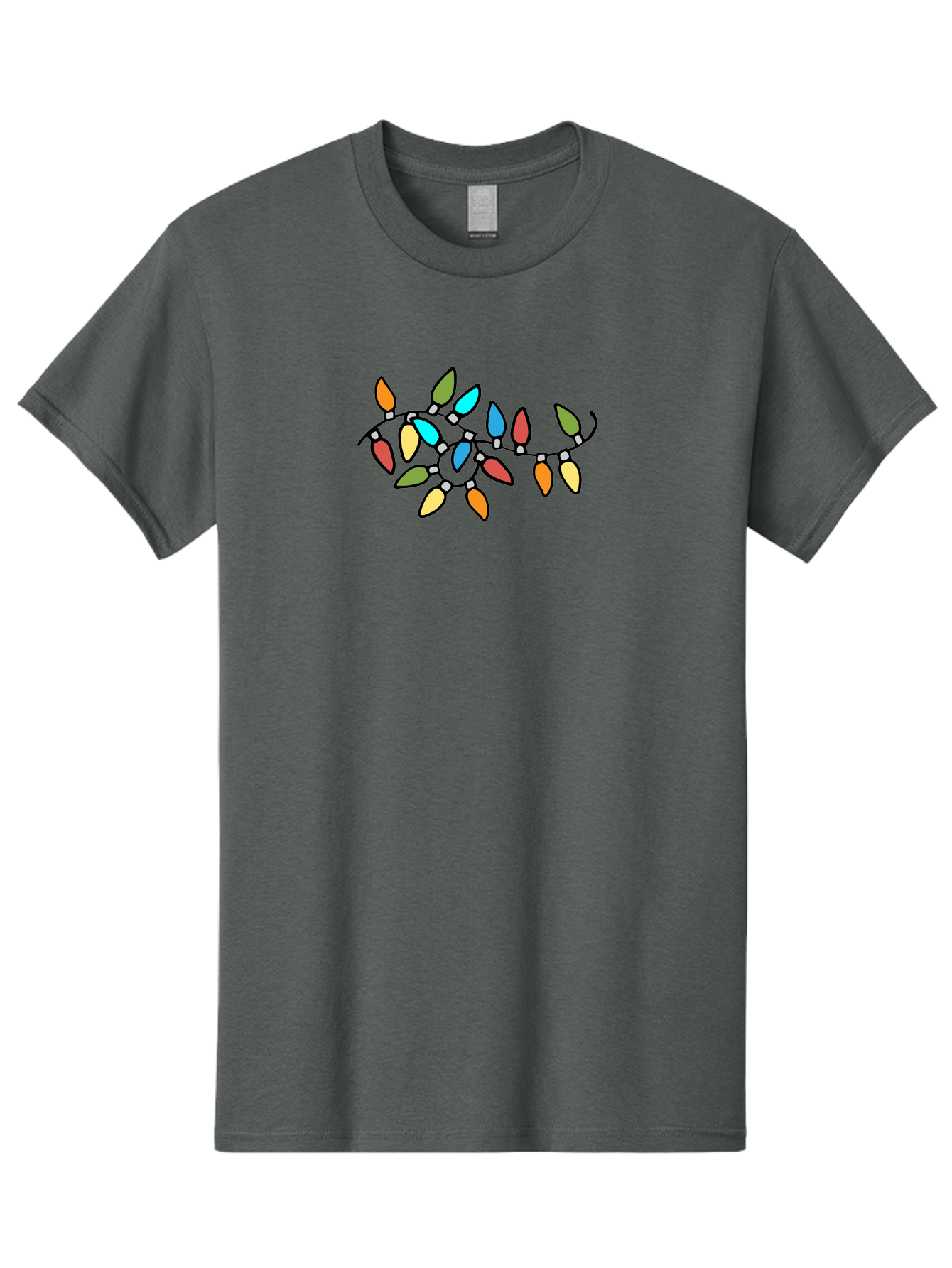 Christmas-Lights-1 Men'S Graphic Tee, 100% Cotton, Comfortable Casual Summer Wear, Machine Washable, Multicolored Christmas Lights, Festive Decorations, Holiday String Lights, Colorful Bulbs, Celebration Decoration, Party Lights -  Aaa807